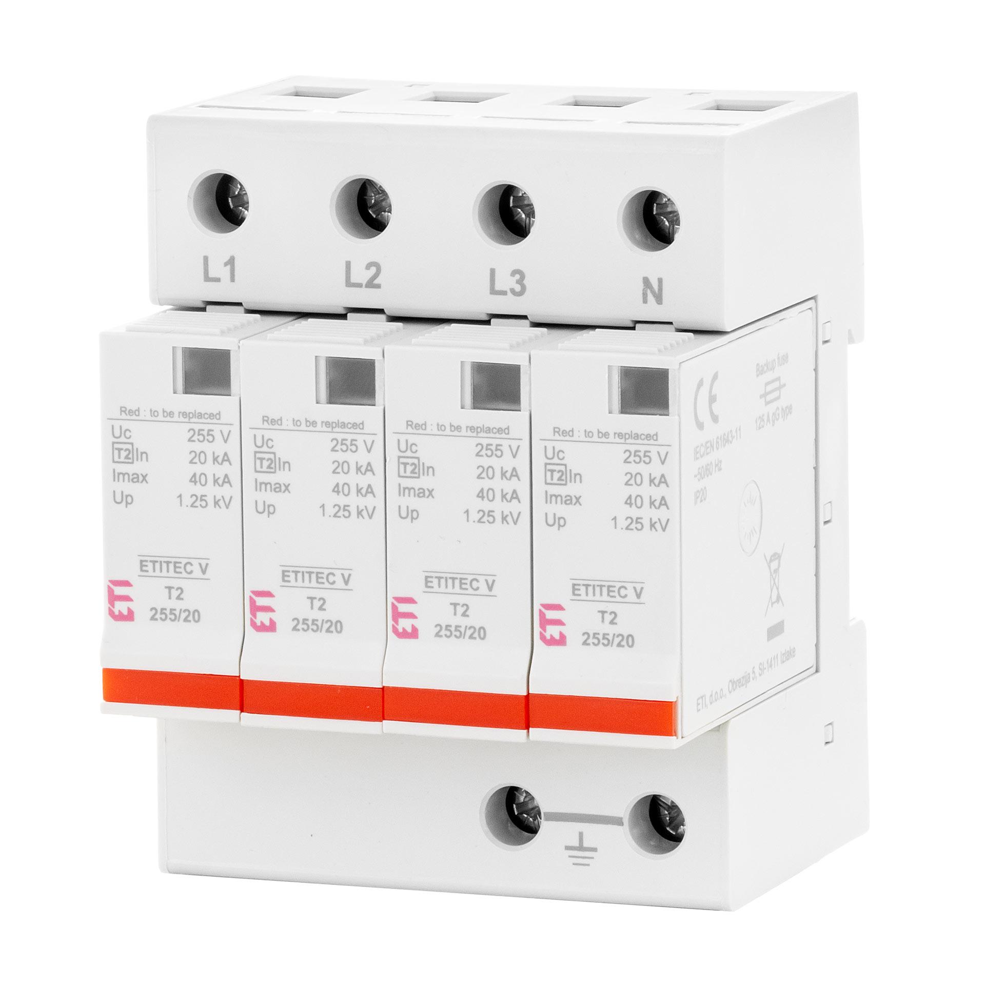 Scaricatore di sovratensione tipo 2, ETITEC V C T2 255/20 4+0 RC, (TN-S) Scaricatore di sovratensione tipo 2, ETITEC V C T2 255/20 4+0 RC, (TN-S)