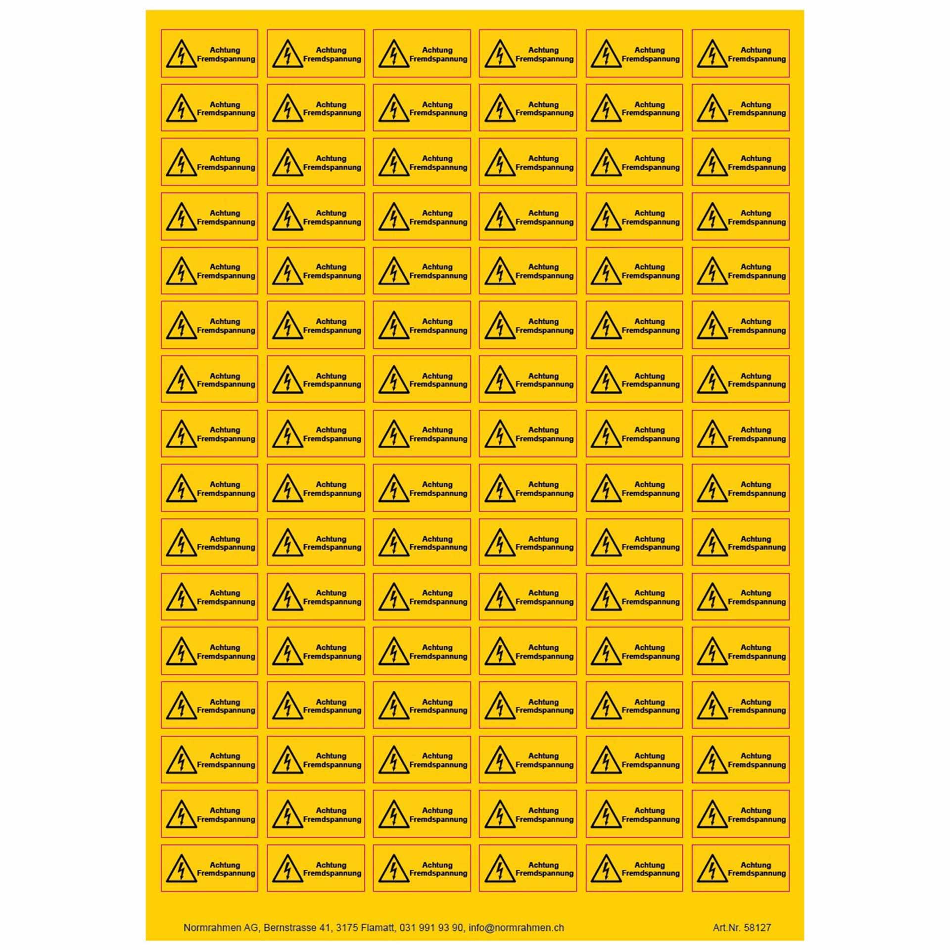 Attention external voltage 31x15mm,PU 96 pcs. A4 sheet