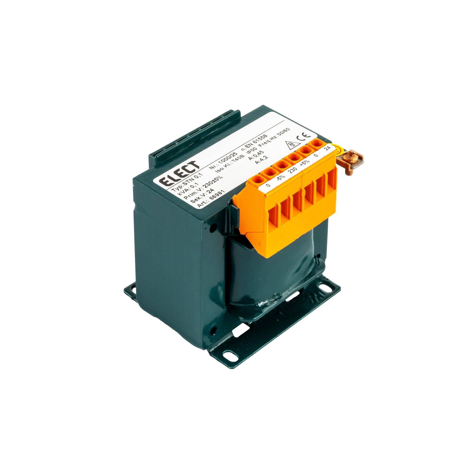 Trasformatore monofase 230V +-5%, 100VA, 24VAC - 4,17A