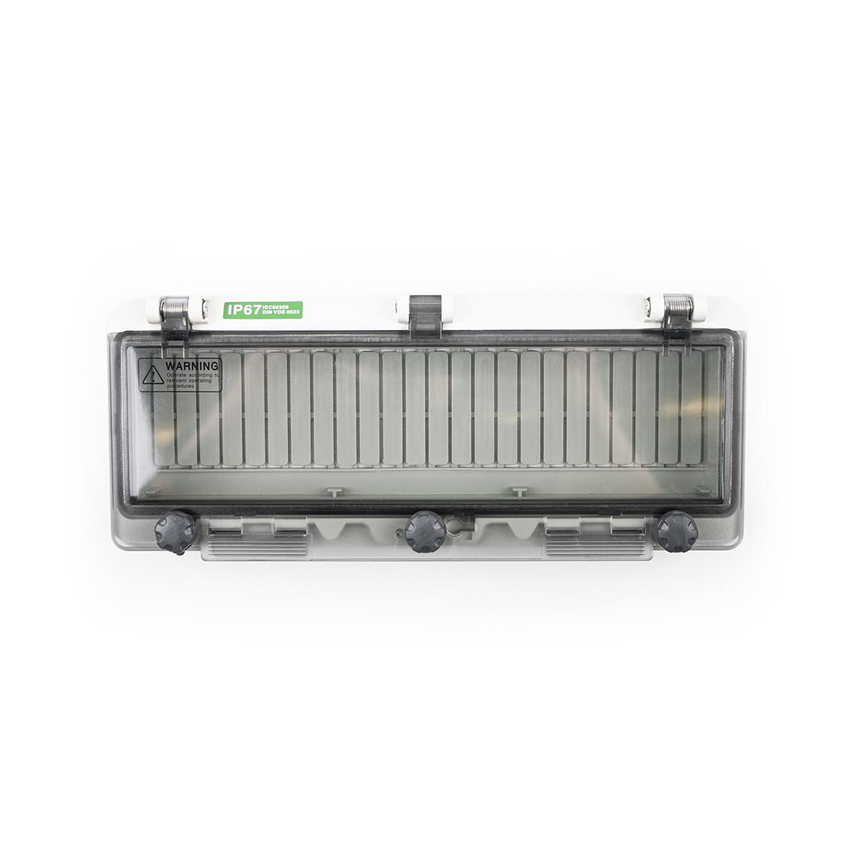 Coperchio incernierato 12 moduli con gabbia di protezione profondità 23 mm, grigio, IP67
