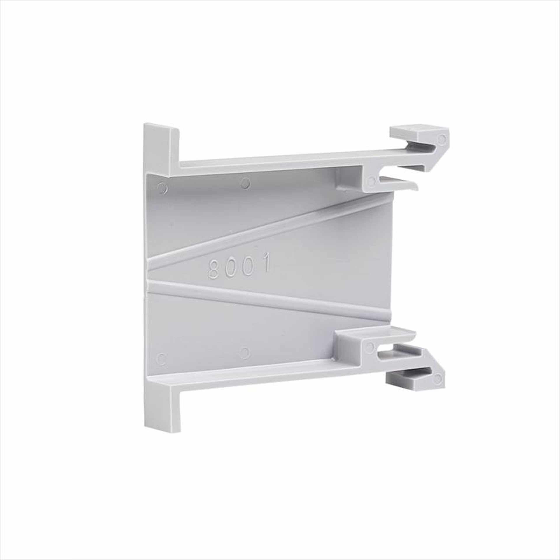Trägerstück PVC-Platten, Montage auf DIN- Schiene, zur Stabilisierung und Abstützung der Abdeckpl. Trägerstück PVC-Platten, Montage auf DIN- Schiene, zur Stabilisierung und Abstützung der Abdeckpl.