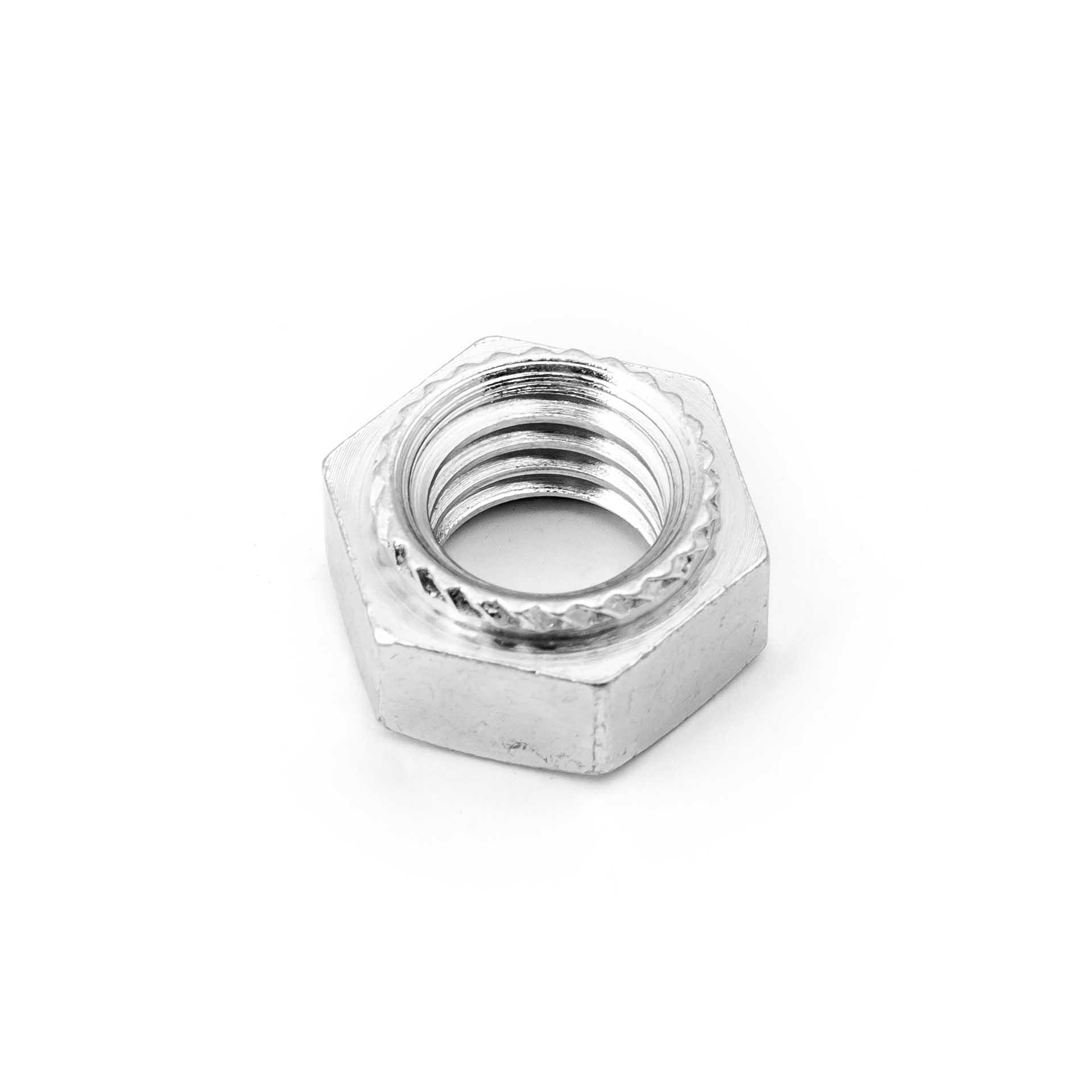 Hexagon press-in nuts M12, bore Ø 14.5mm, case-hardened steel, galvanised blue