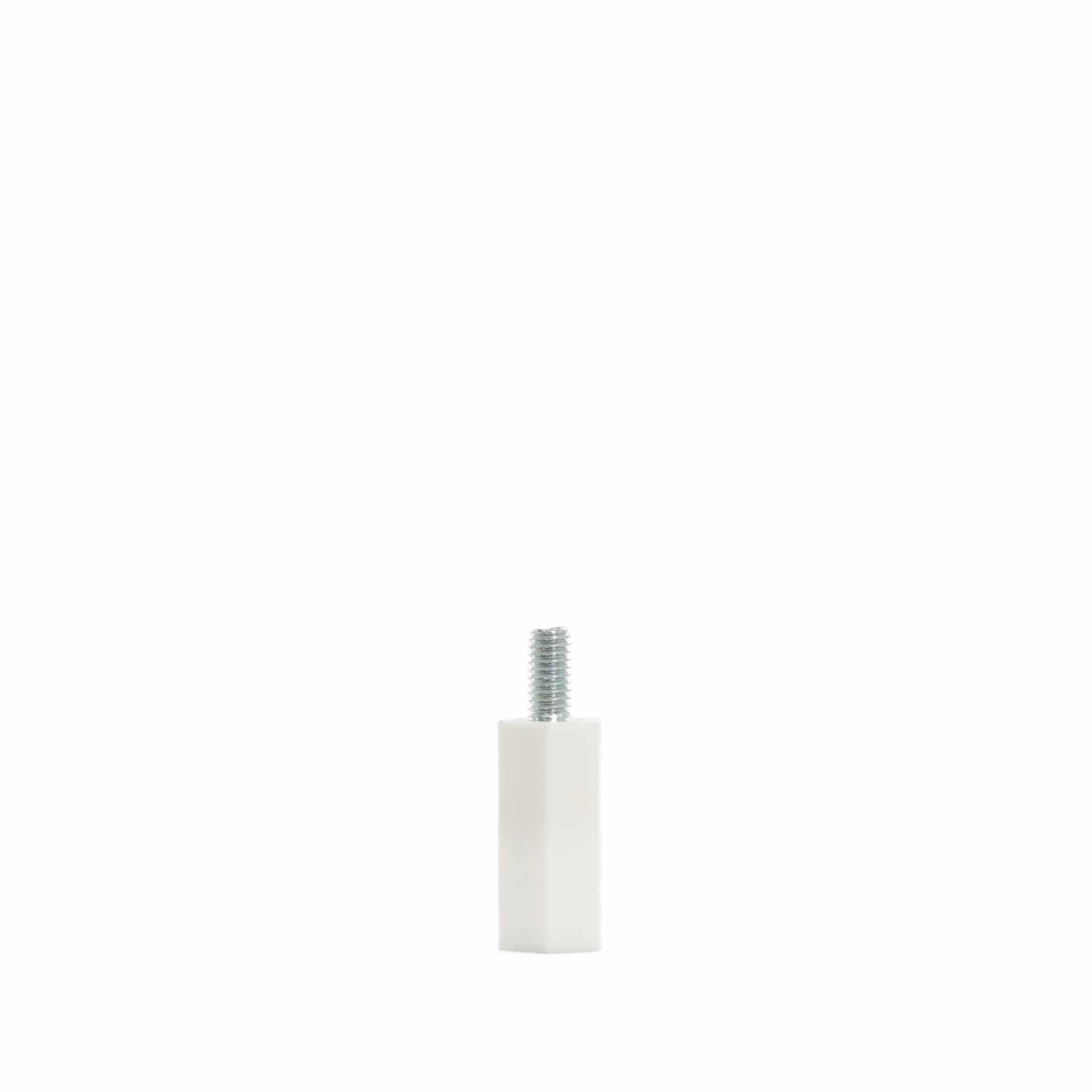 Bullone distanziatore isolato M6, bianco, 25 mm, filettatura esterna 12 mm