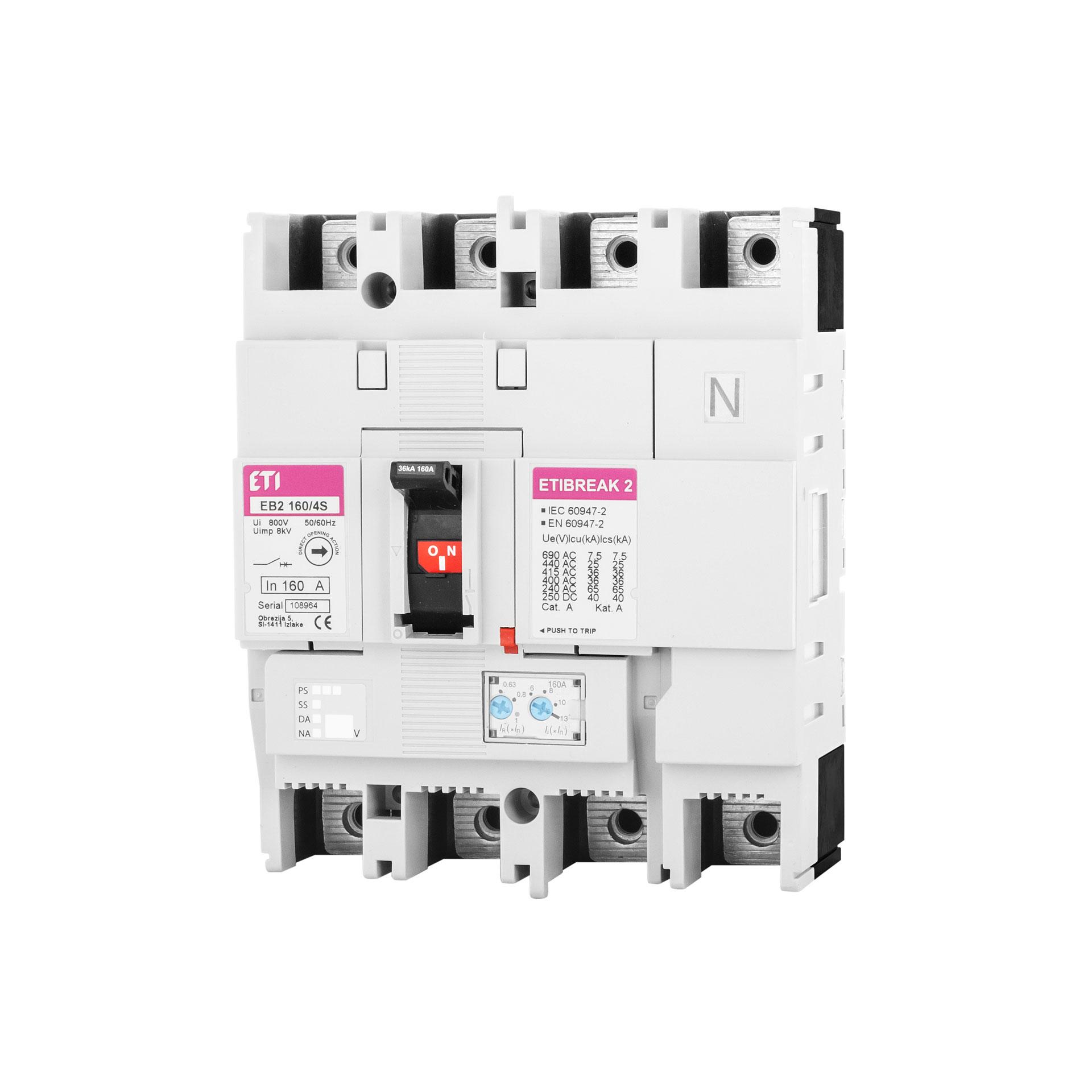 Interruttore automatico EB2 160/4S 160A, Icu 36kA / Ics 36kA