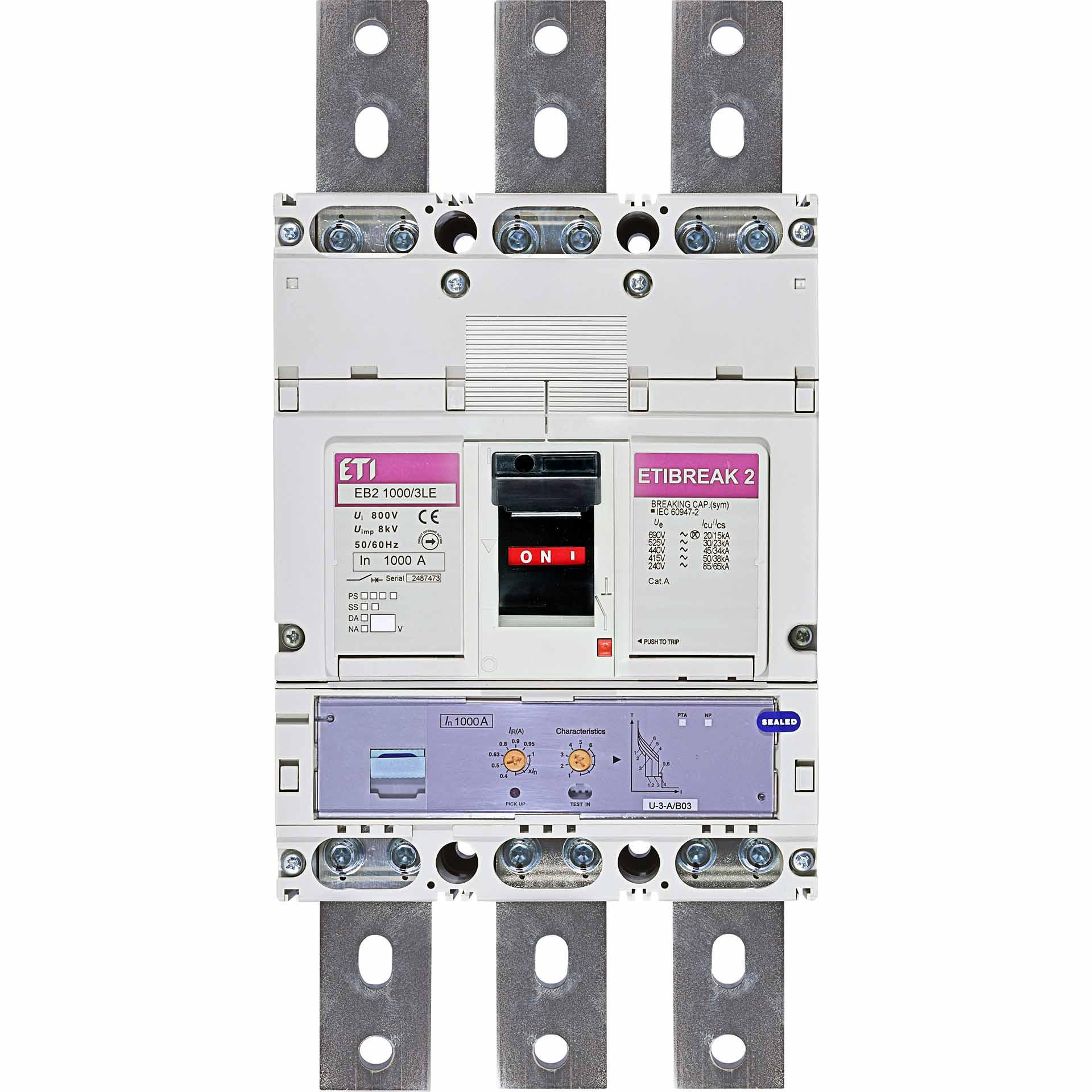 Interruttore automatico EB2 1000/3LE 1000A, Icu 50kA / Ics 38kA