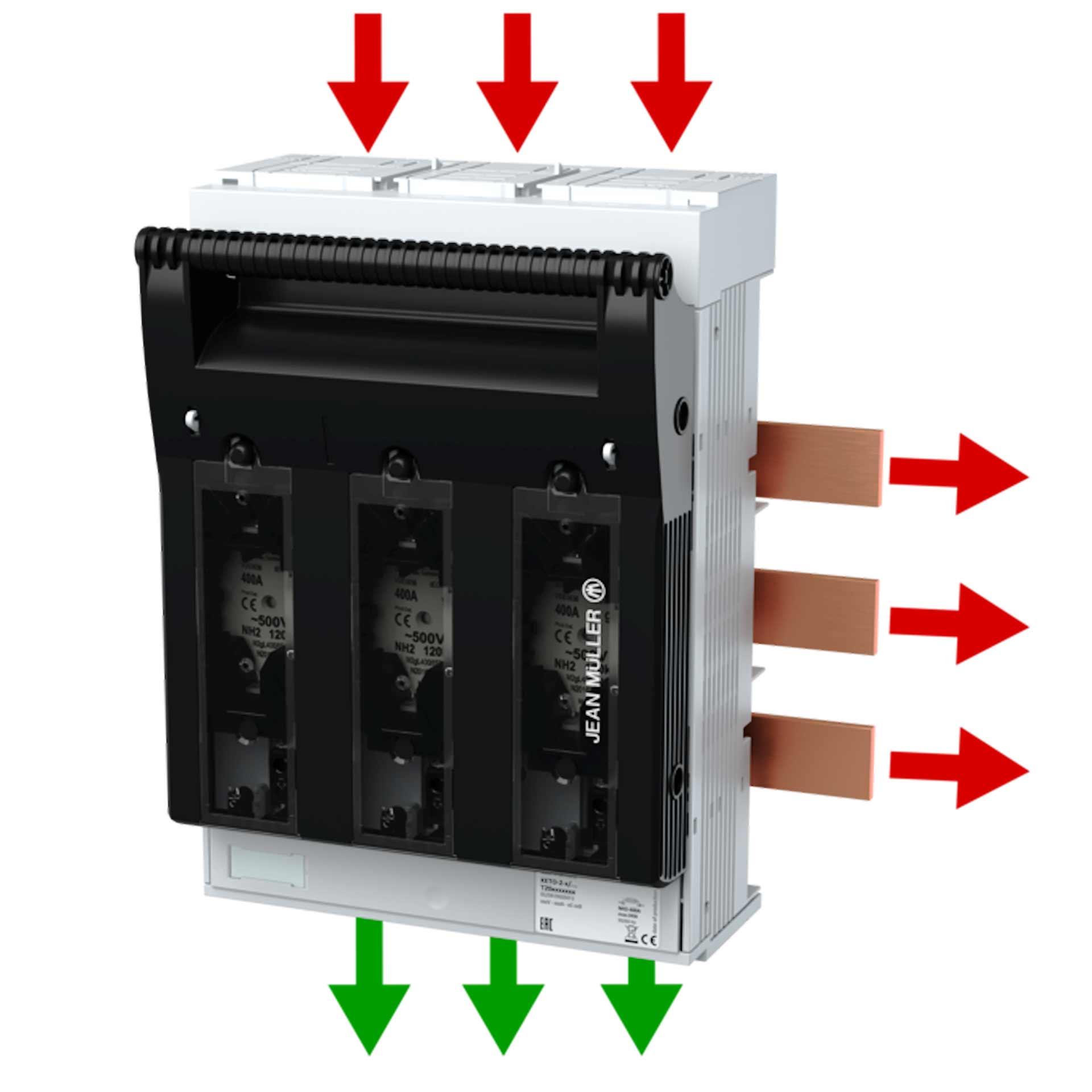 NH fuse switch-disconnector size 2, 3P, max. 400A, KETO-2-3/60/AU/F/EST M10 (busbar system) NH fuse switch-disconnector size 2, 3P, max. 400A, KETO-2-3/60/AU/F/EST M10 (busbar system)