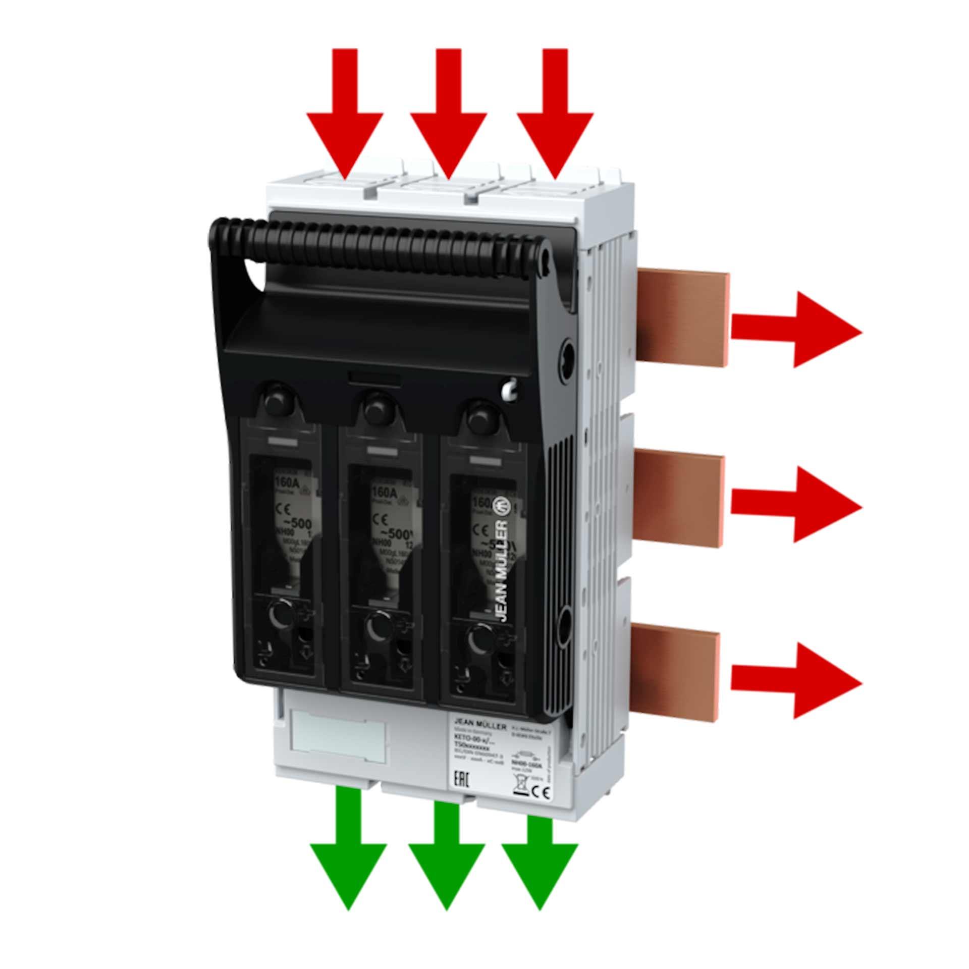 NH fuse switch-disconnector size 00, 3P, max. 160A, KETO-00-3/60/AOU/P95/EST (busbar system) NH fuse switch-disconnector size 00, 3P, max. 160A, KETO-00-3/60/AOU/P95/EST (busbar system)
