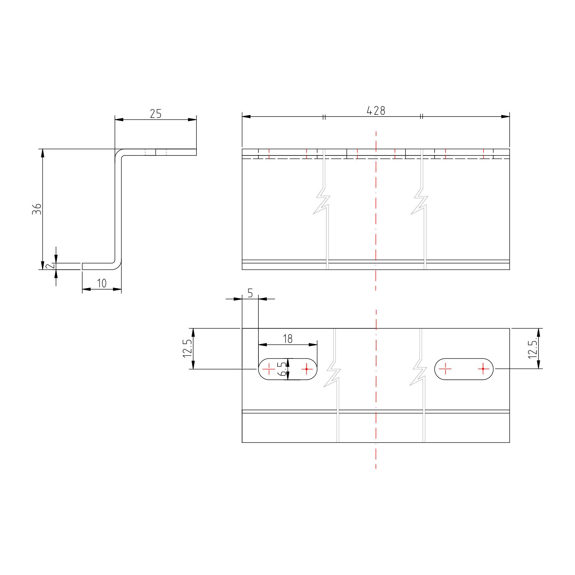 Profilo a Z 10*36*25*428 mm Profilo a Z 10*36*25*428 mm