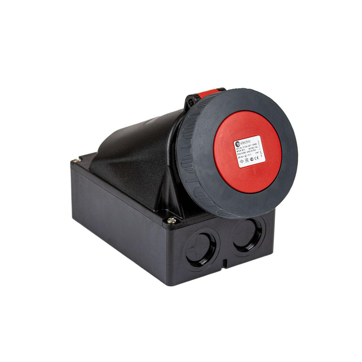Surface-mounted socket outlet CEE 63A 5P 6h, 3PNE 400V, nickel-plated contacts Surface-mounted socket outlet CEE 63A 5P 6h, 3PNE 400V, nickel-plated contacts