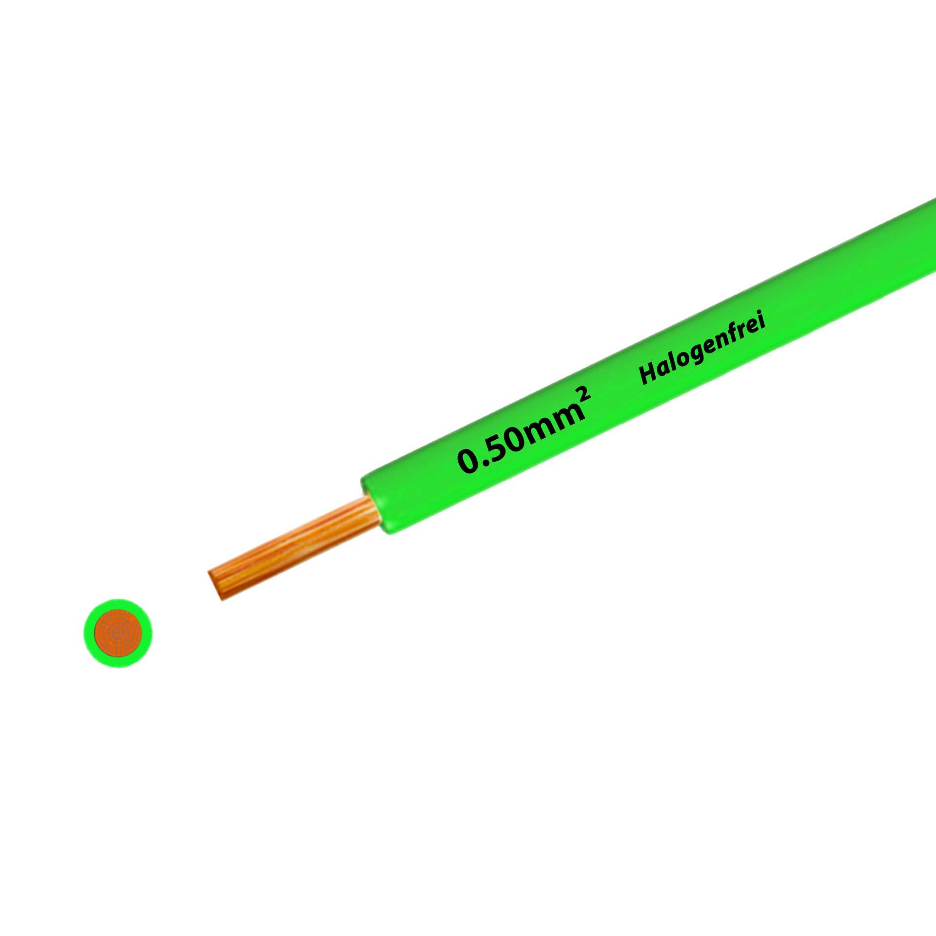 Cavo a trefoli senza alogeni 90° C, 500V, 0,50 mm2, verde (RAL 6018), su bobina di plastica Cavo a trefoli senza alogeni 90° C, 500V, 0,50 mm2, verde (RAL 6018), su bobina di plastica