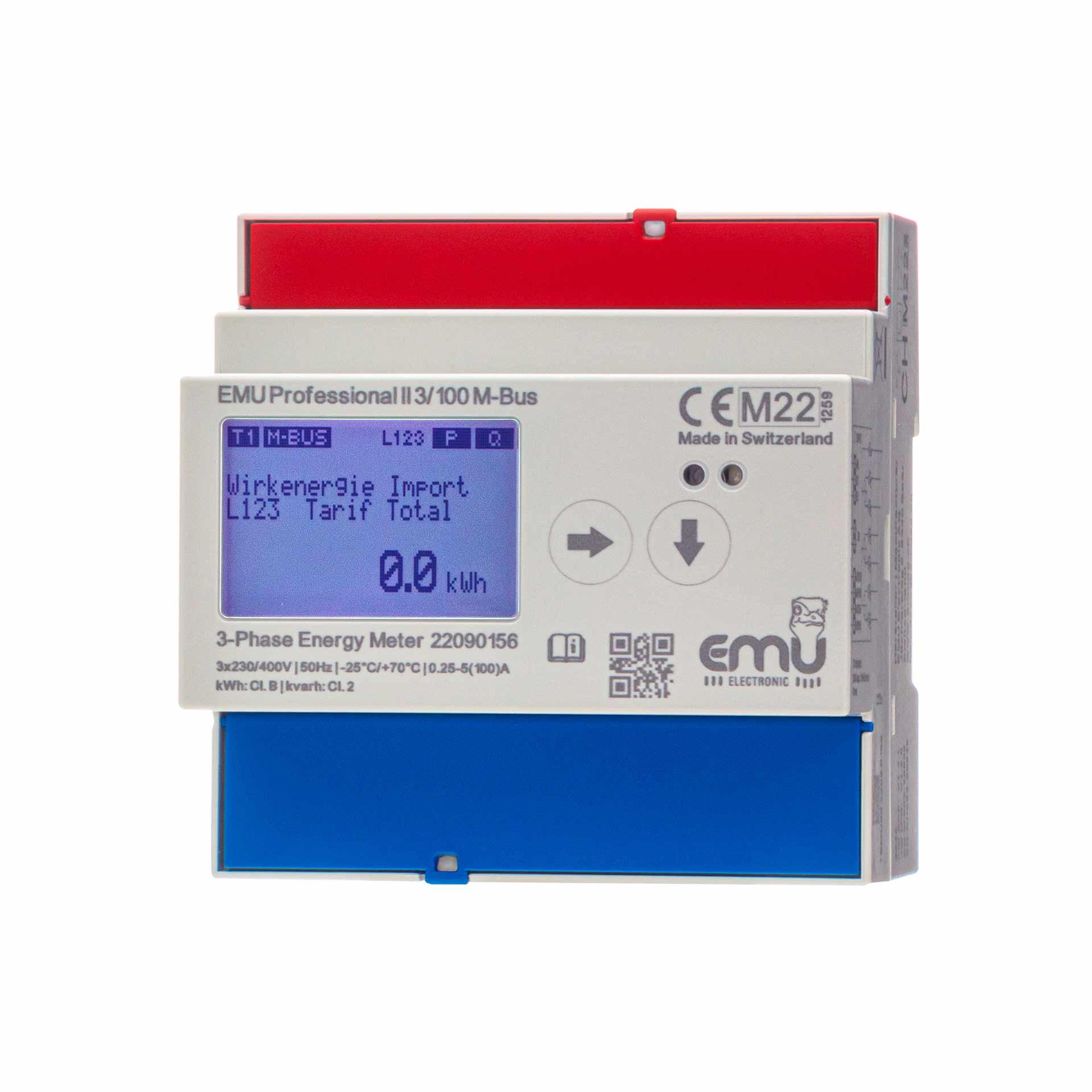 Contatore di energia EMU Professional II 3/100, M-Bus, omologazione MID B+D, misura diretta 100A 3PN