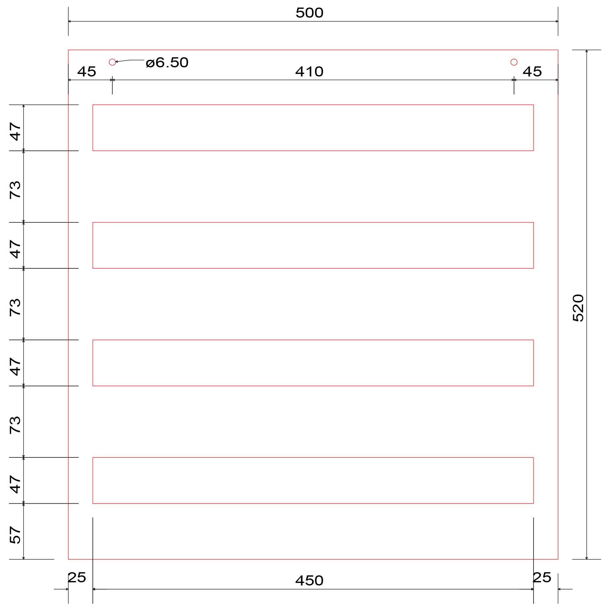 Abdeckplatte mit Ausschnitt 500x520x4mm