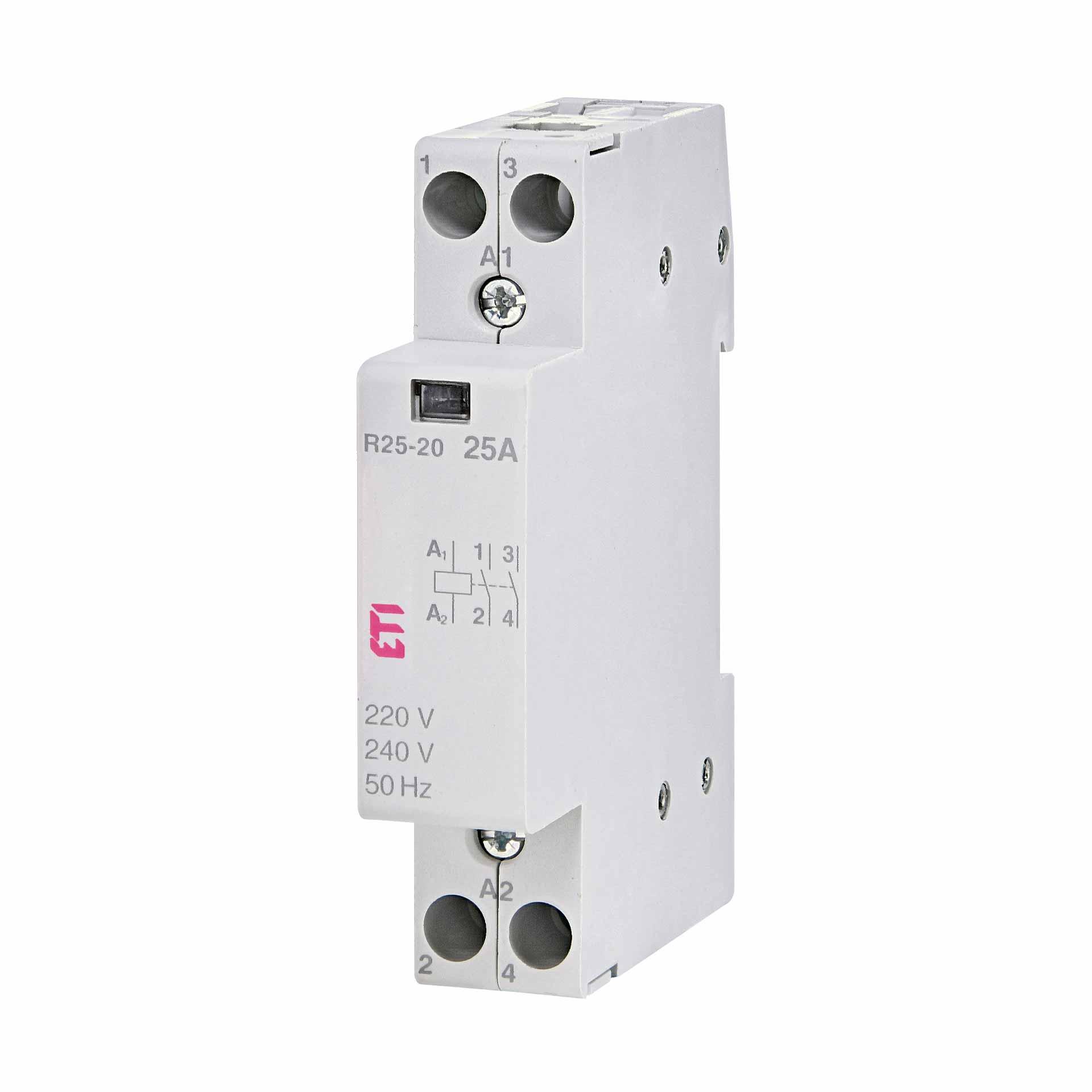Contattore di installazione a 2 poli, 25A, (AC1, 400V), R25-20 230V AC Contattore di installazione a 2 poli, 25A, (AC1, 400V), R25-20 230V AC