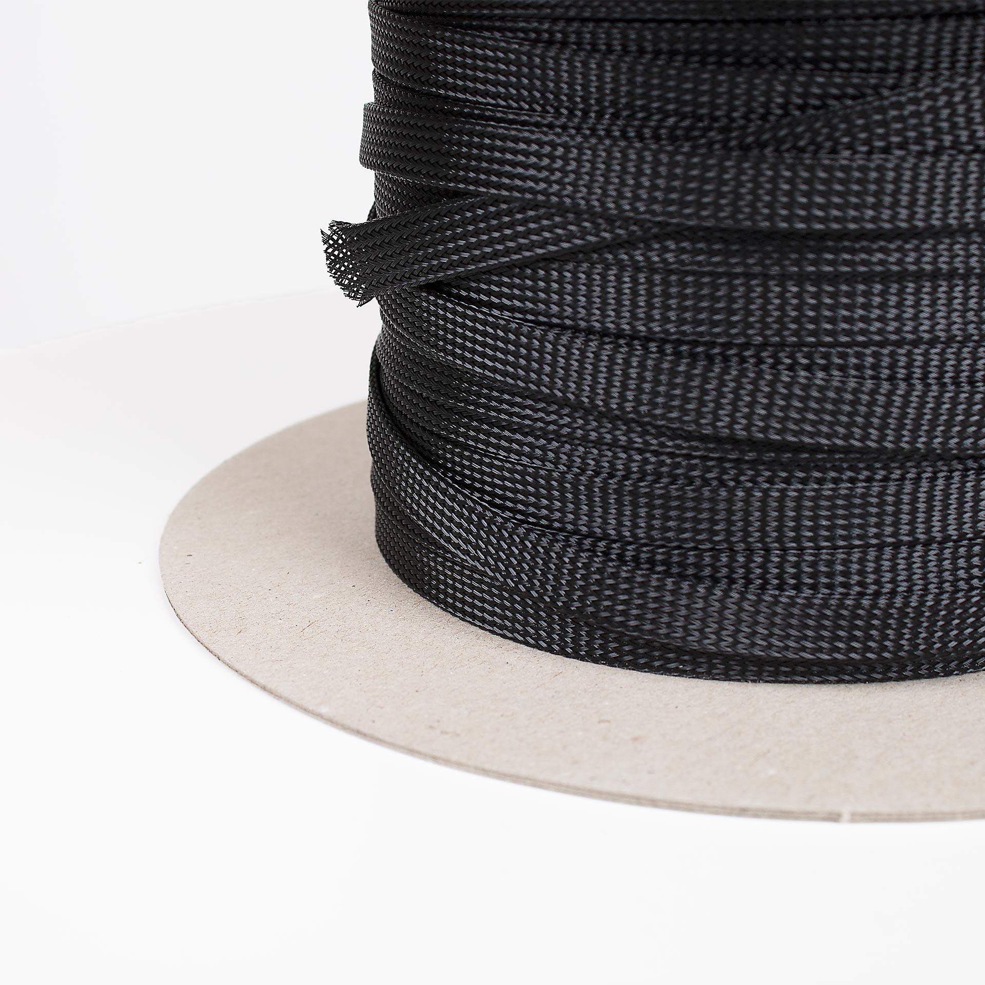 Braided conduit, NW-25, 25.00 - 34.00mm, black, halogen-free, whole roll, PU 50m