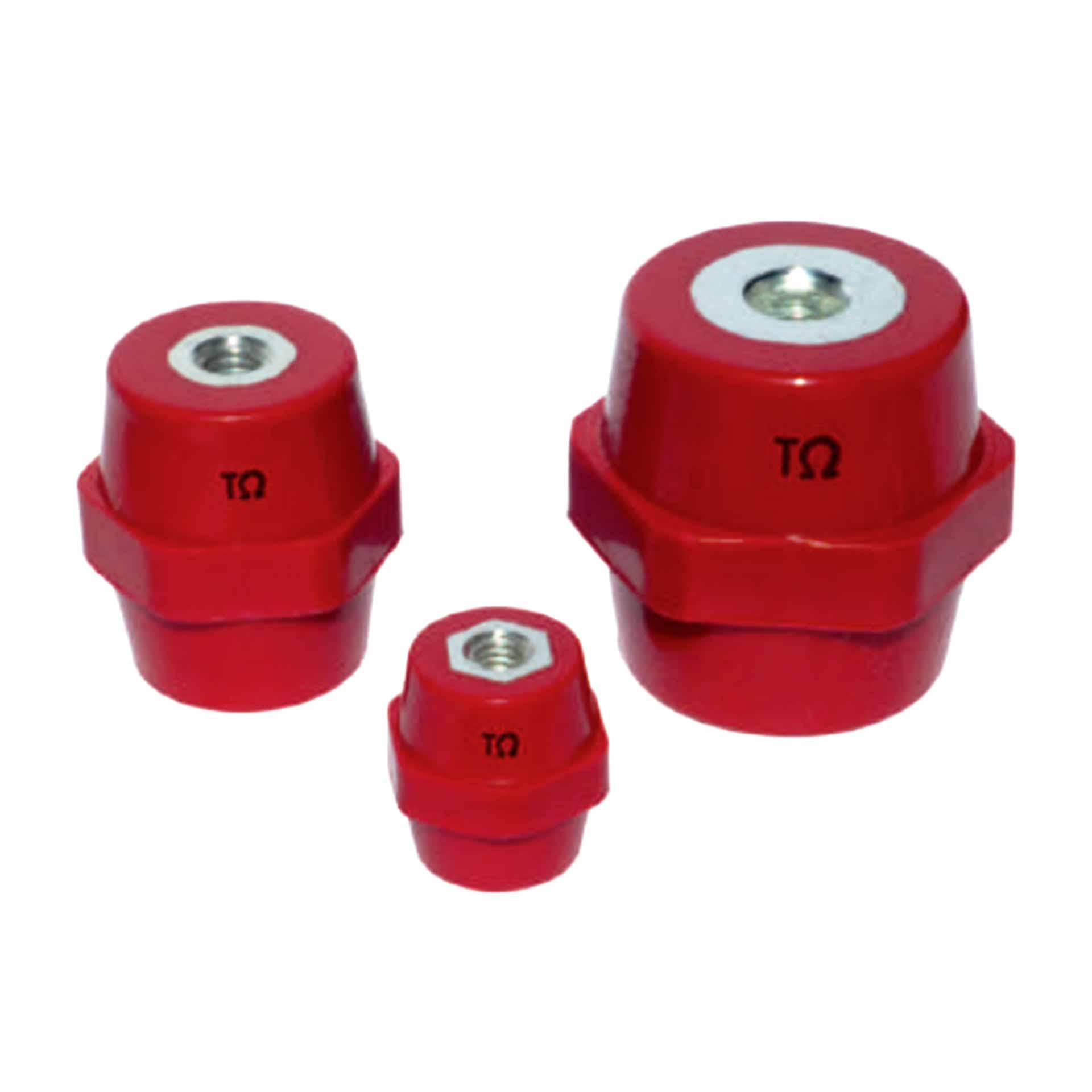 Isolatore di bassa tensione rosso, altezza 45 mm - M8 Isolatore di bassa tensione rosso, altezza 45 mm - M8