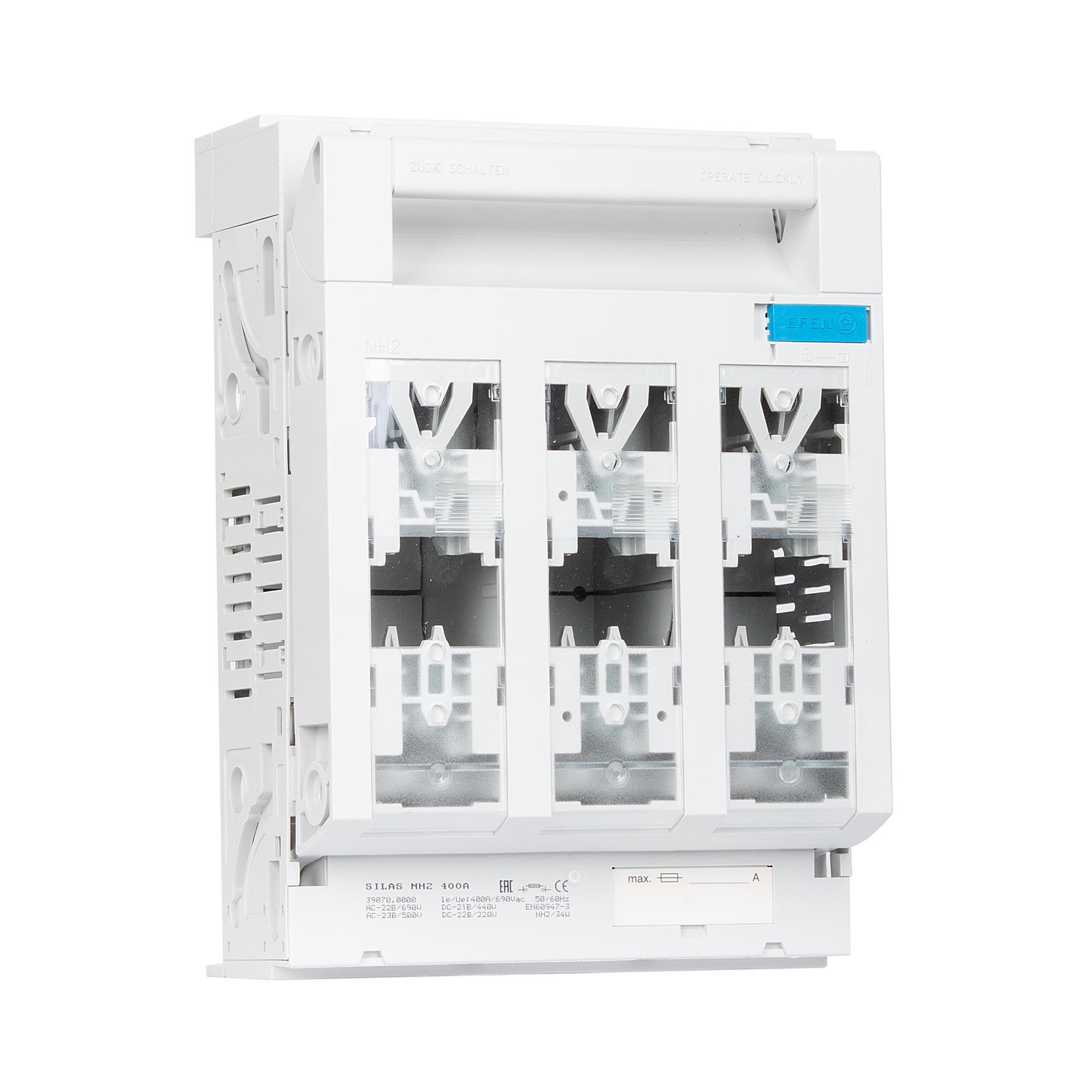 Sezionatore con fusibile Silas NH misura 2, 3P, 60mm, M10, max. 400A, U2
