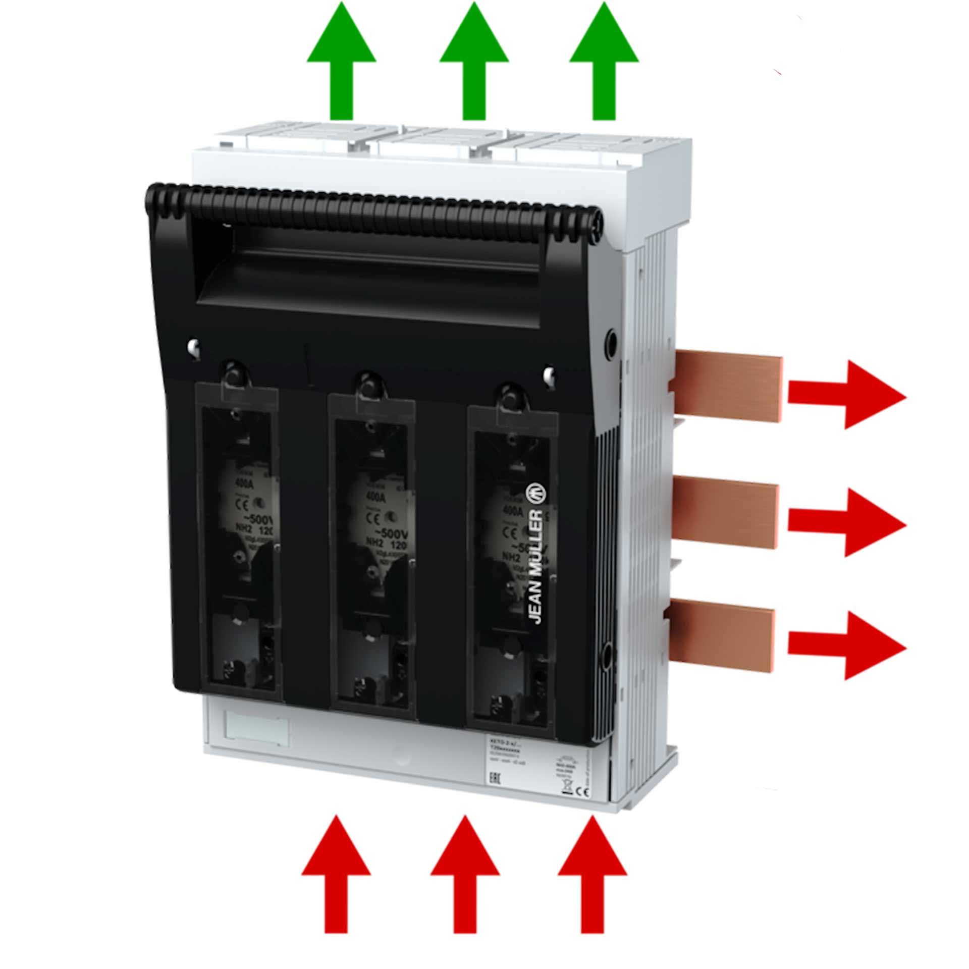 NH fuse switch-disconnector size 2, 3P, max. 400A, KETO-2-3/60/AO/F/EST M10 (busbar system) NH fuse switch-disconnector size 2, 3P, max. 400A, KETO-2-3/60/AO/F/EST M10 (busbar system)