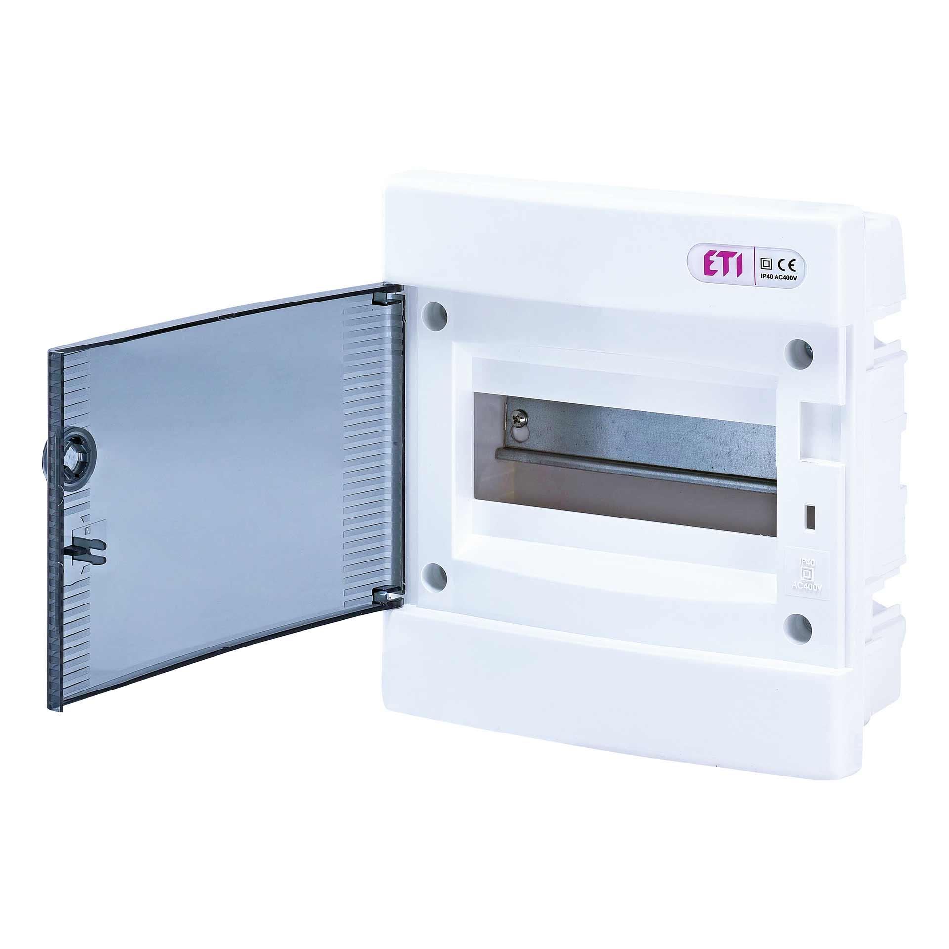 Distributore da incasso con porta trasparente "ECM-8-PT", IP40, 1x8 moduli (8M) Distributore da incasso con porta trasparente "ECM-8-PT", IP40, 1x8 moduli (8M)