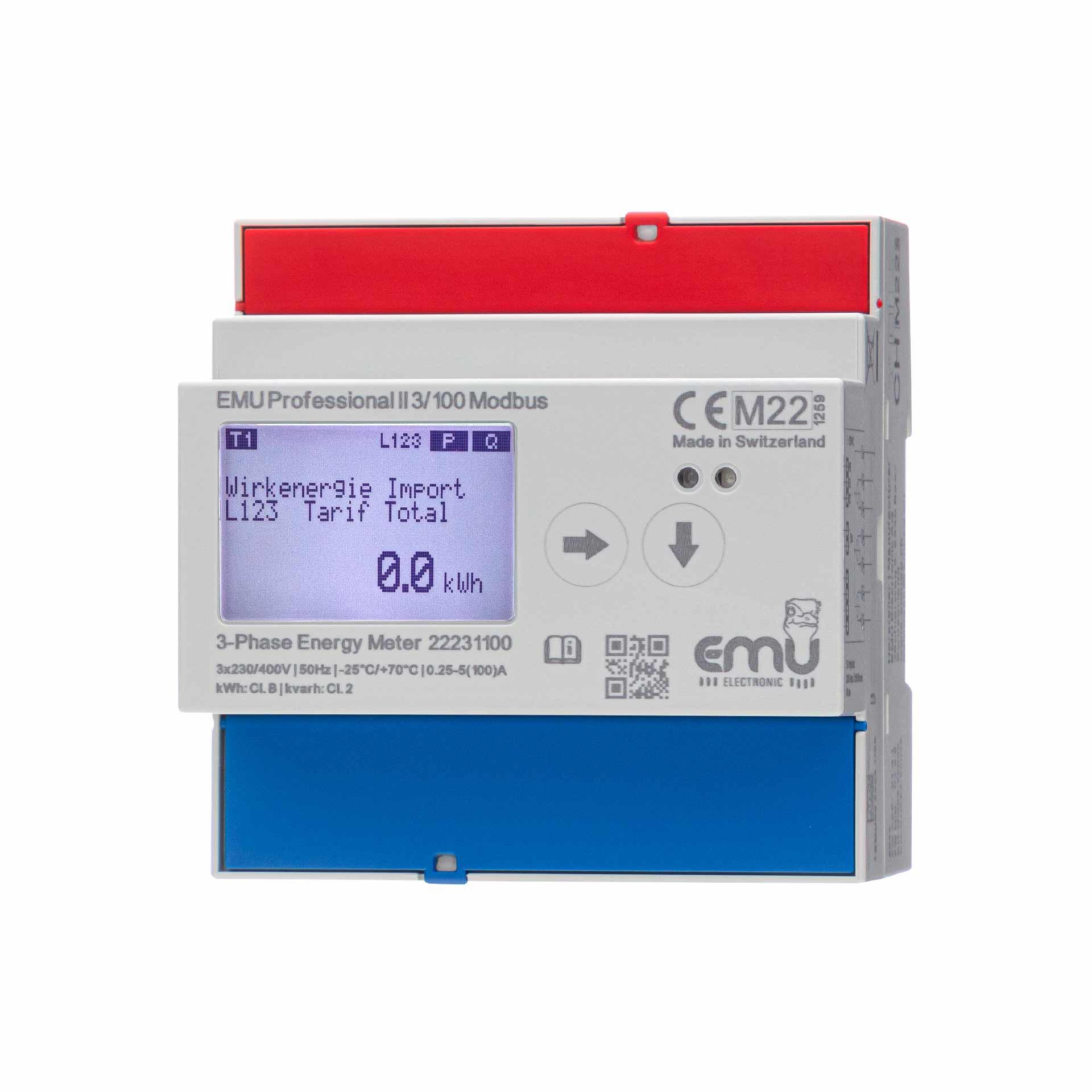 Contatore di energia EMU Professional II 3/100, Modbus, omologazione MID B+D, misura diretta 100A 3PN