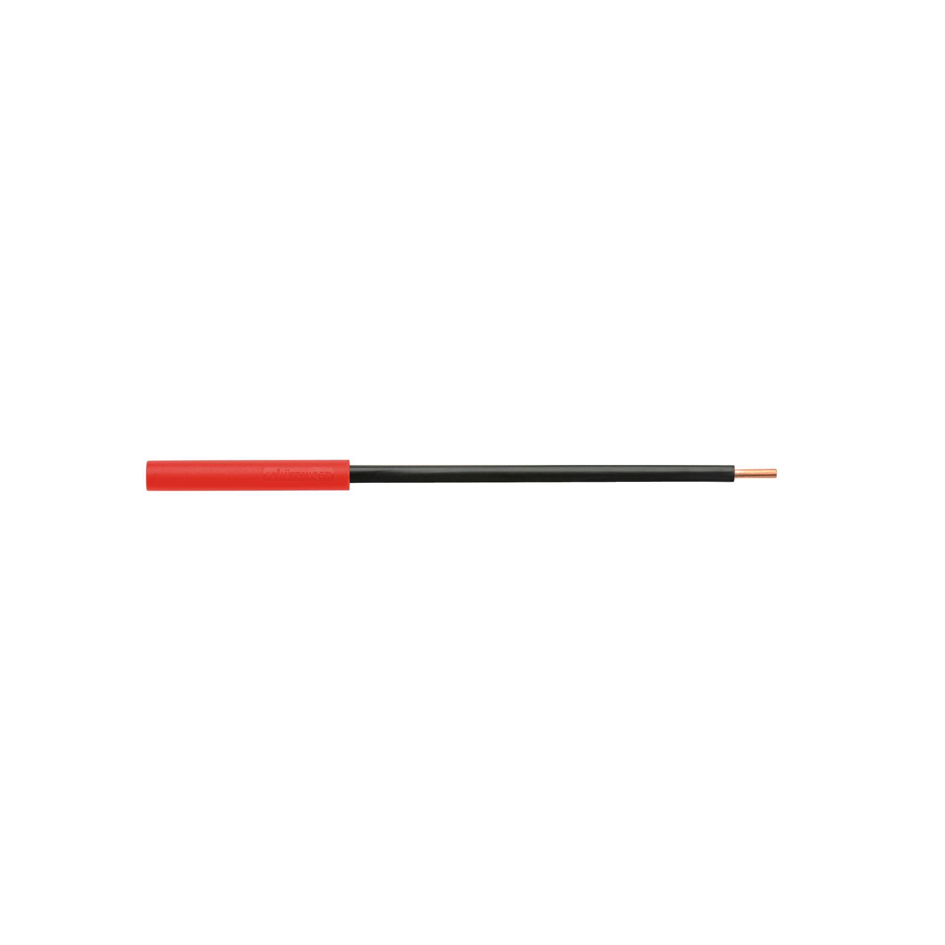 Laborbuchse mit isoliertem Rundleiter, Steckanschluss ø 4mm, 130mm, rot