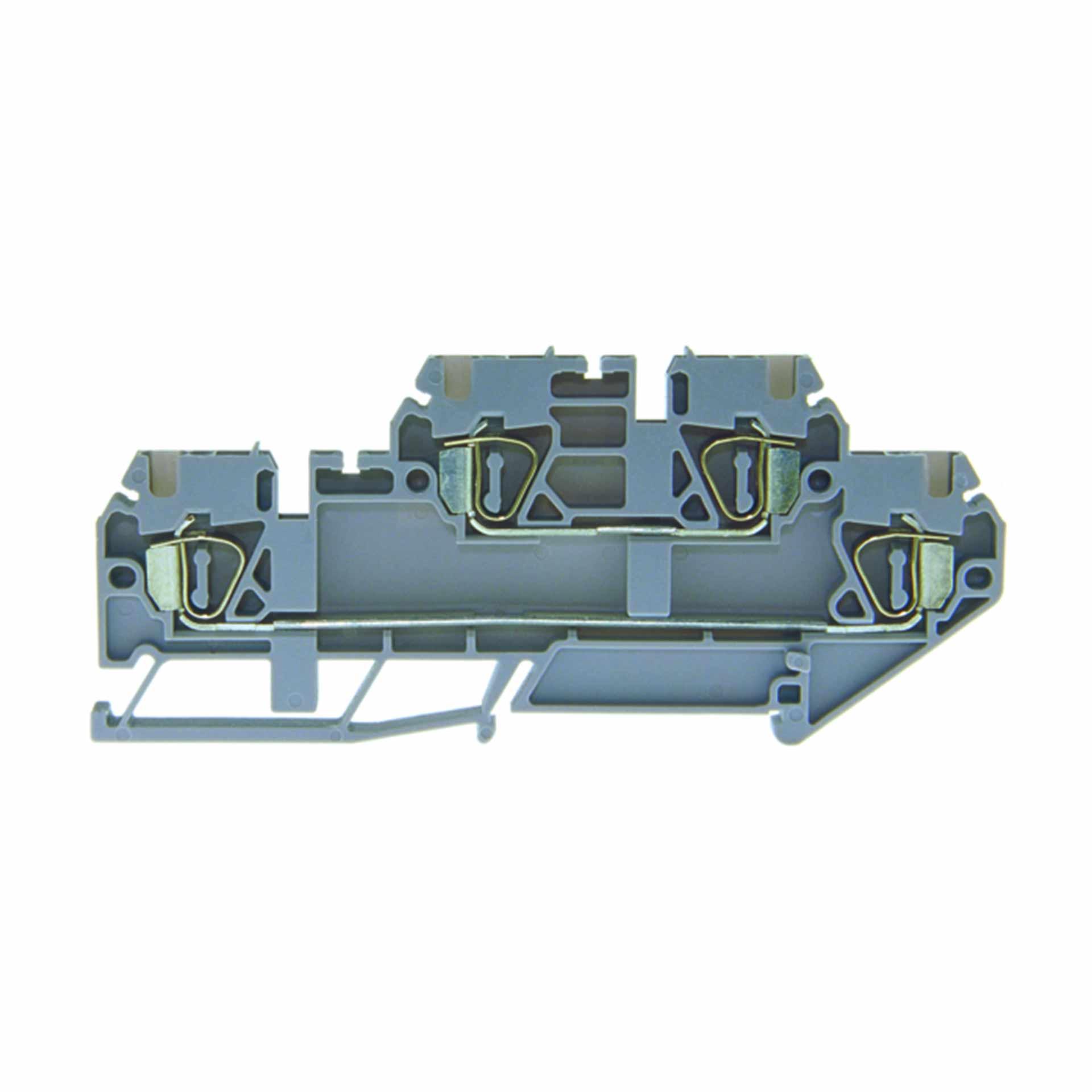 Borne à ress. 2 ét. DIN35 2.5mm2, 2x 2-conducteurs, grise Borne à ress. 2 ét. DIN35 2.5mm2, 2x 2-conducteurs, grise