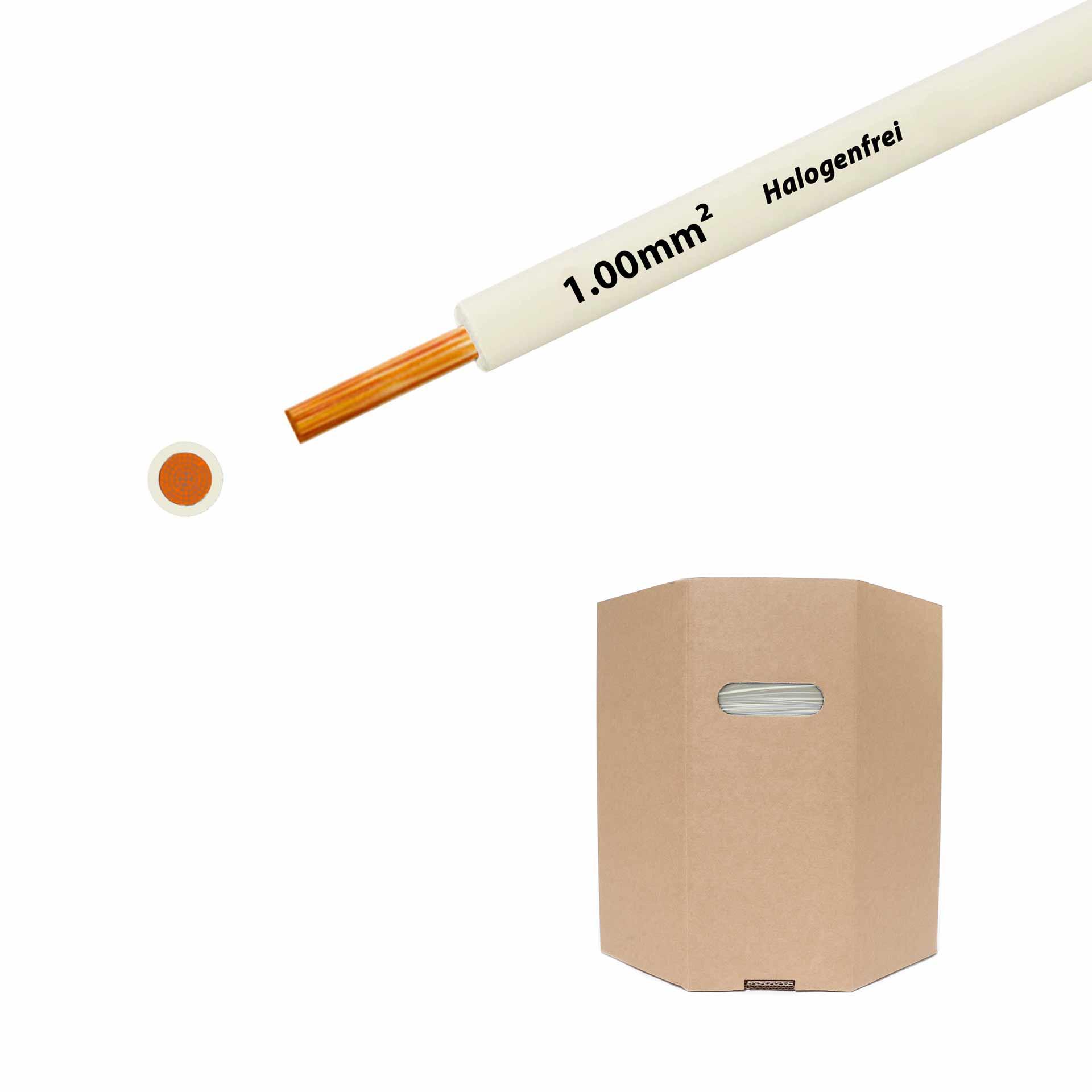 Cavo a trefoli senza alogeni 90° C , 500V, 1,00mm2, bianco (RAL 9010), barilotto D400xH400