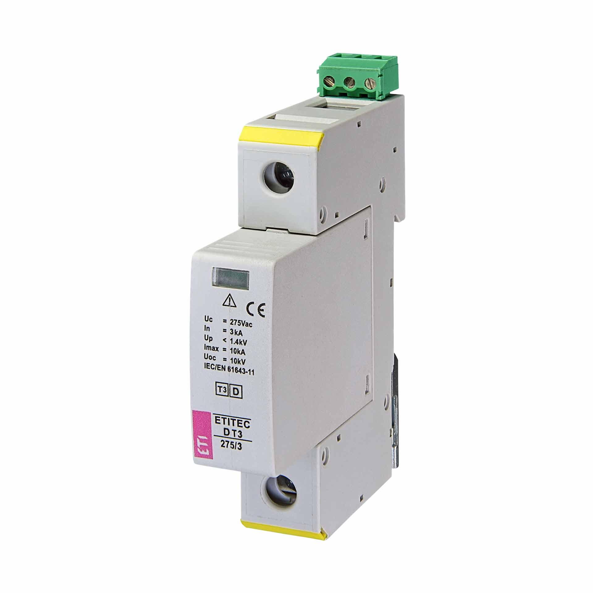 Scaricatore di sovratensione tipo 3, ETITEC D T3 275/3 1+0 RC, (TN-S) Scaricatore di sovratensione tipo 3, ETITEC D T3 275/3 1+0 RC, (TN-S)