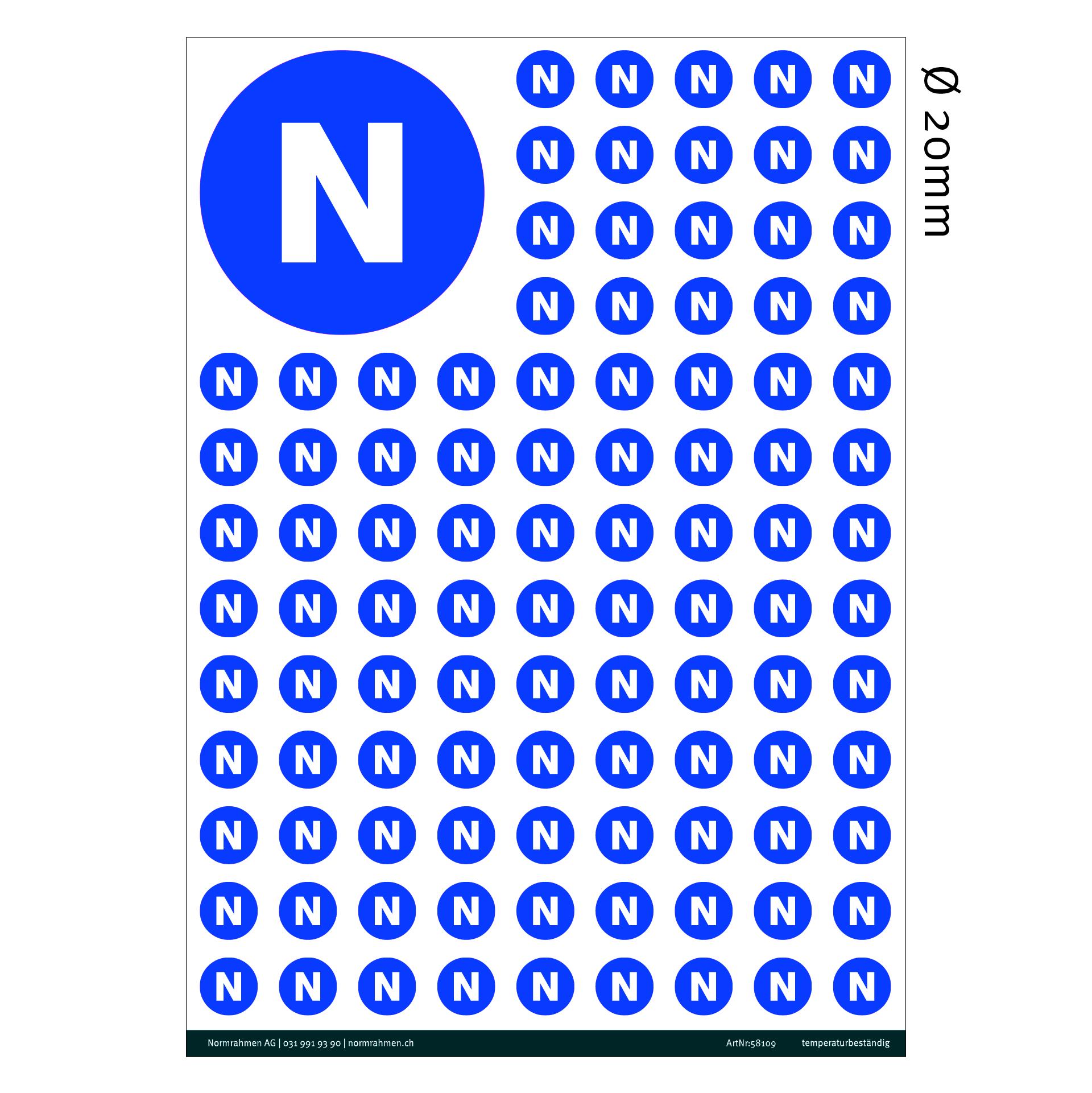 Neutral conductor N Ø 20mm,PU 108 pcs. A4 sheet