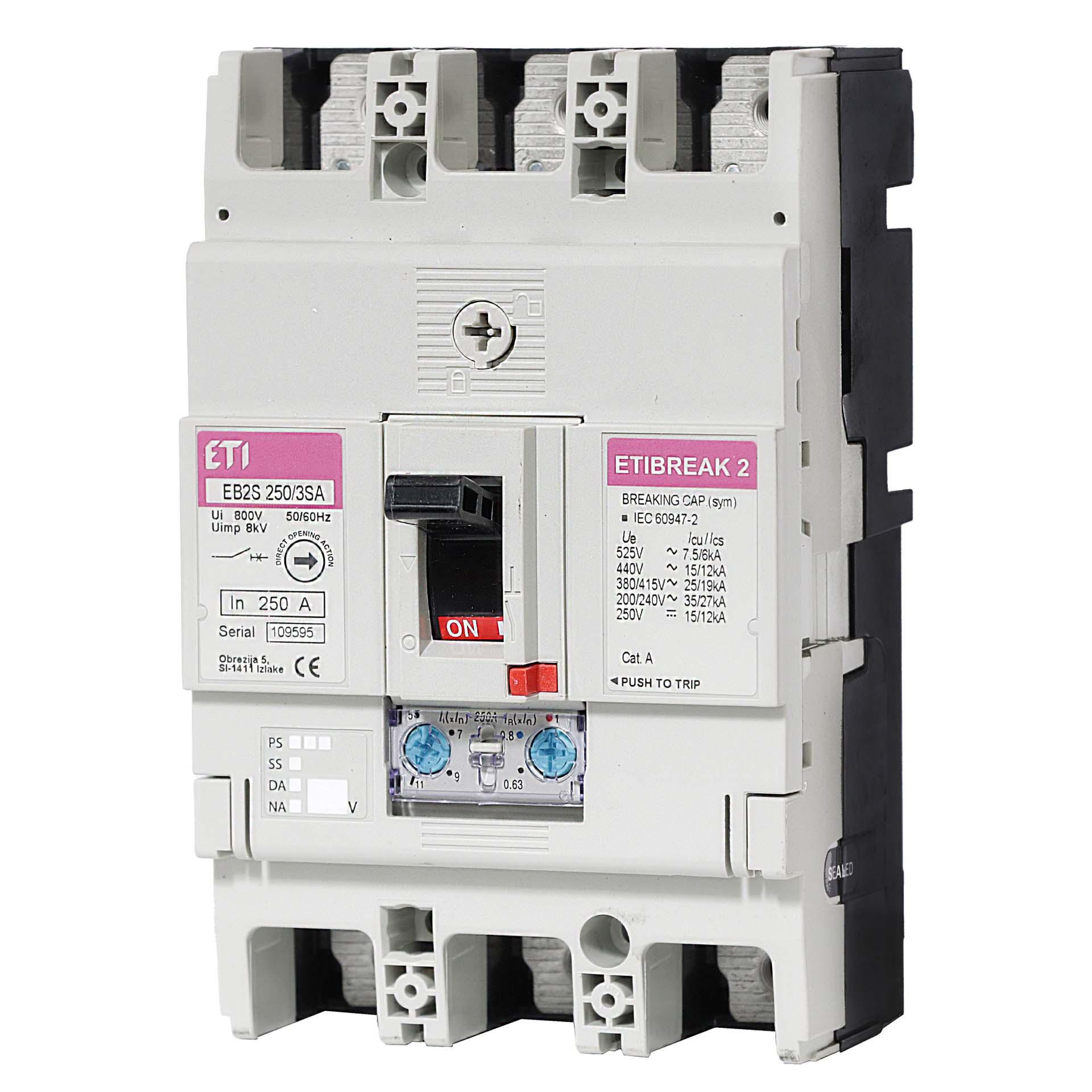 Interruttore compatto, EB2S 250/3SA 200A, Icu 25kA / Ics 19kA
