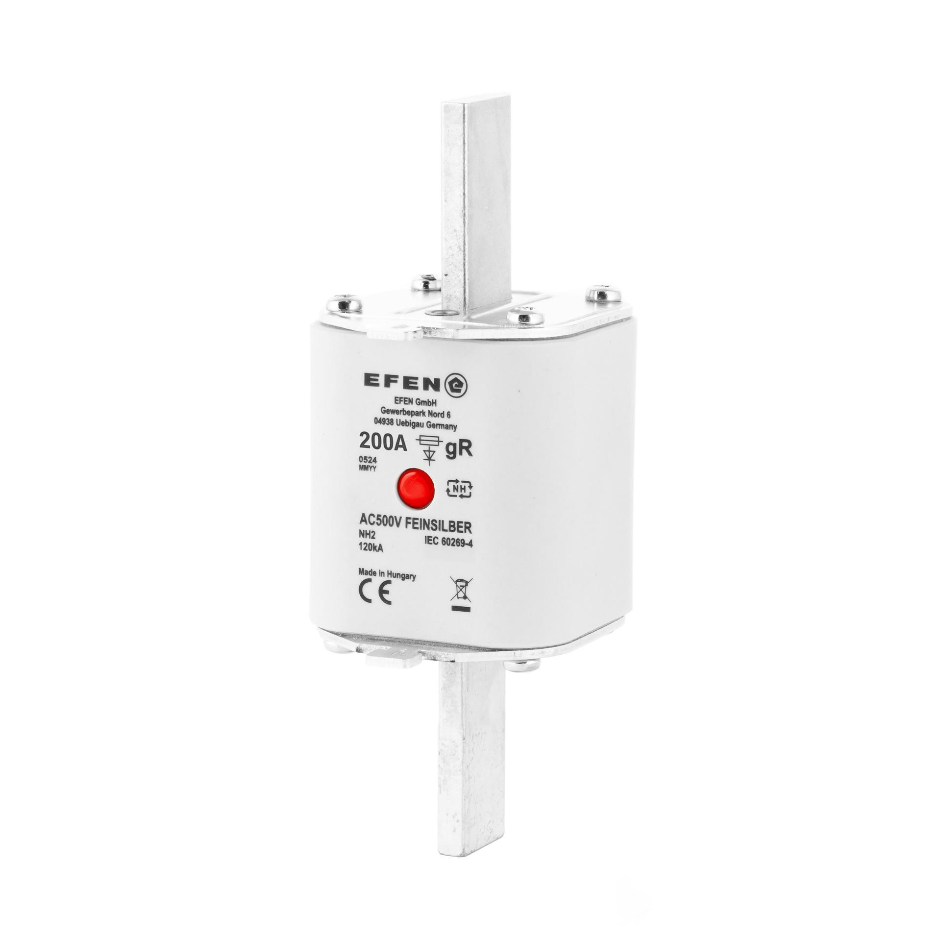 Fusibile NH taglia 2, 200A, caratteristica gR, AC 500V, 120kA Fusibile NH taglia 2, 200A, caratteristica gR, AC 500V, 120kA