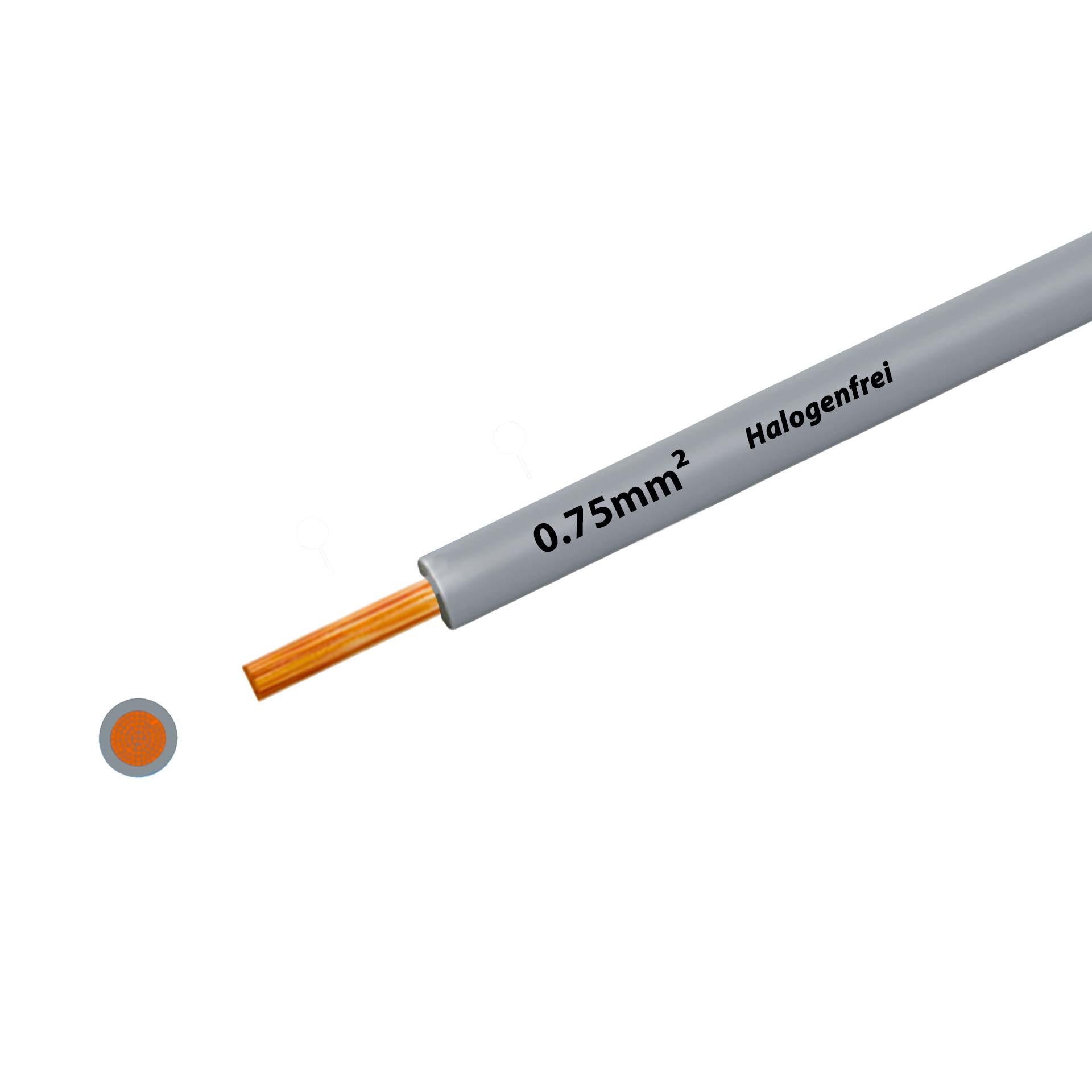 Cavo a trefoli senza alogeni 90° C, 500V, 0,75 mm2, grigio (RAL 7001), su bobina di plastica Cavo a trefoli senza alogeni 90° C, 500V, 0,75 mm2, grigio (RAL 7001), su bobina di plastica