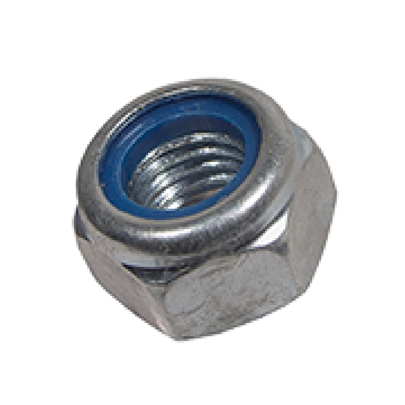 Écrou de sécurité forme basse, avec anneau polyamid, M24, acier 08, zingué bleu Écrou de sécurité forme basse, avec anneau polyamid, M24, acier 08, zingué bleu