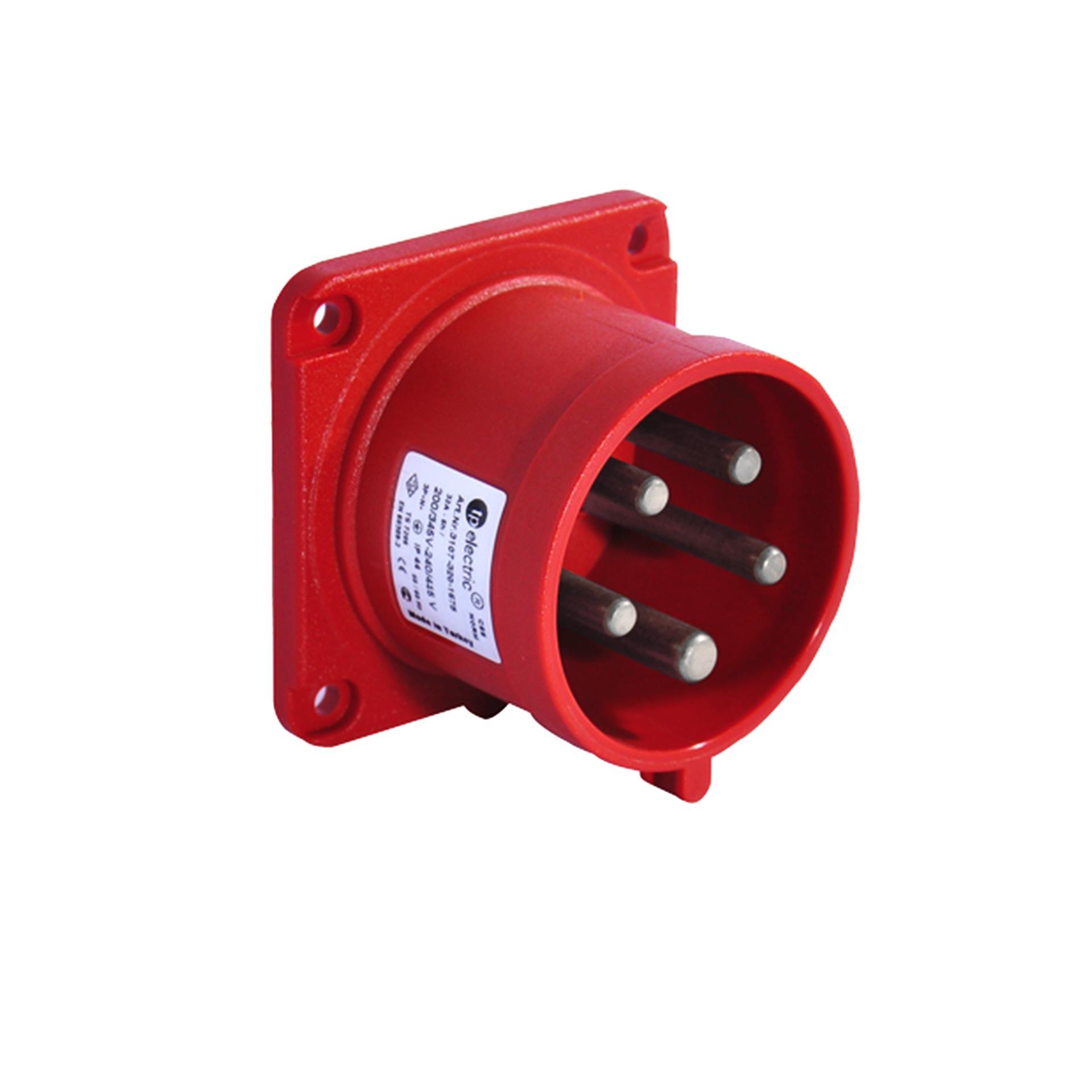 Spina rapida CEE per apparecchi 16A 5P 6h, 3PNE 400V, versione diritta, contatti nichelati, sistema QC