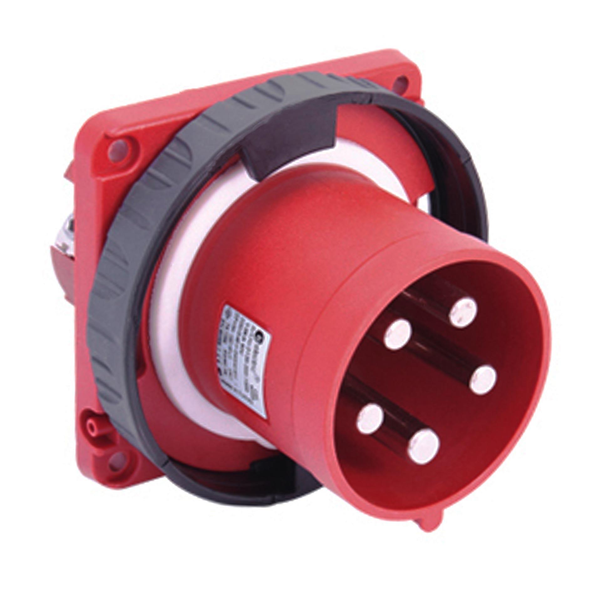 Spina CEE per apparecchi 125A 5P 6h, 3PNE 400V, versione diritta, contatti nichelati, morsetto a vite
