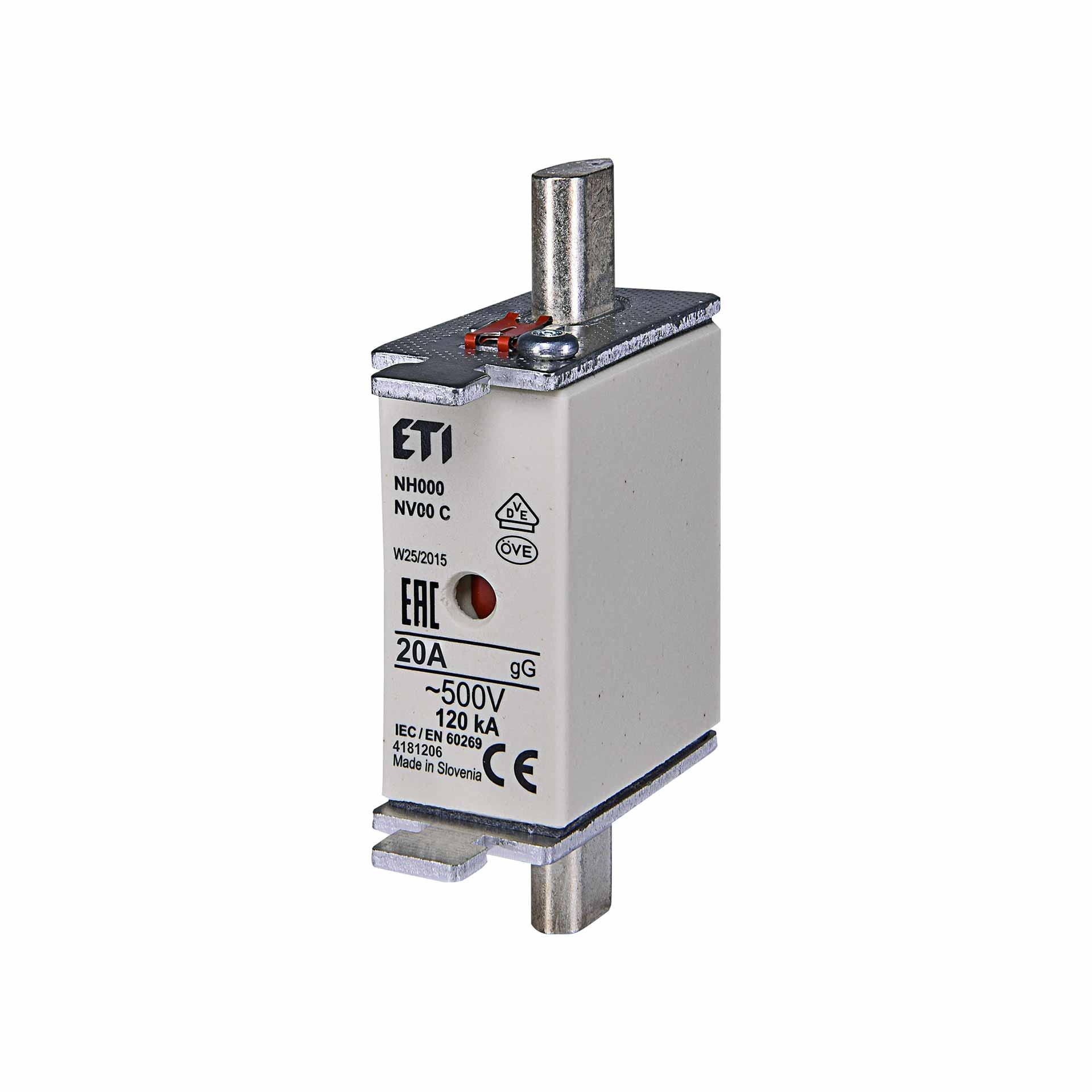 NH fuse size 000 20A, characteristic gL-gG 500V NH fuse size 000 20A, characteristic gL-gG 500V
