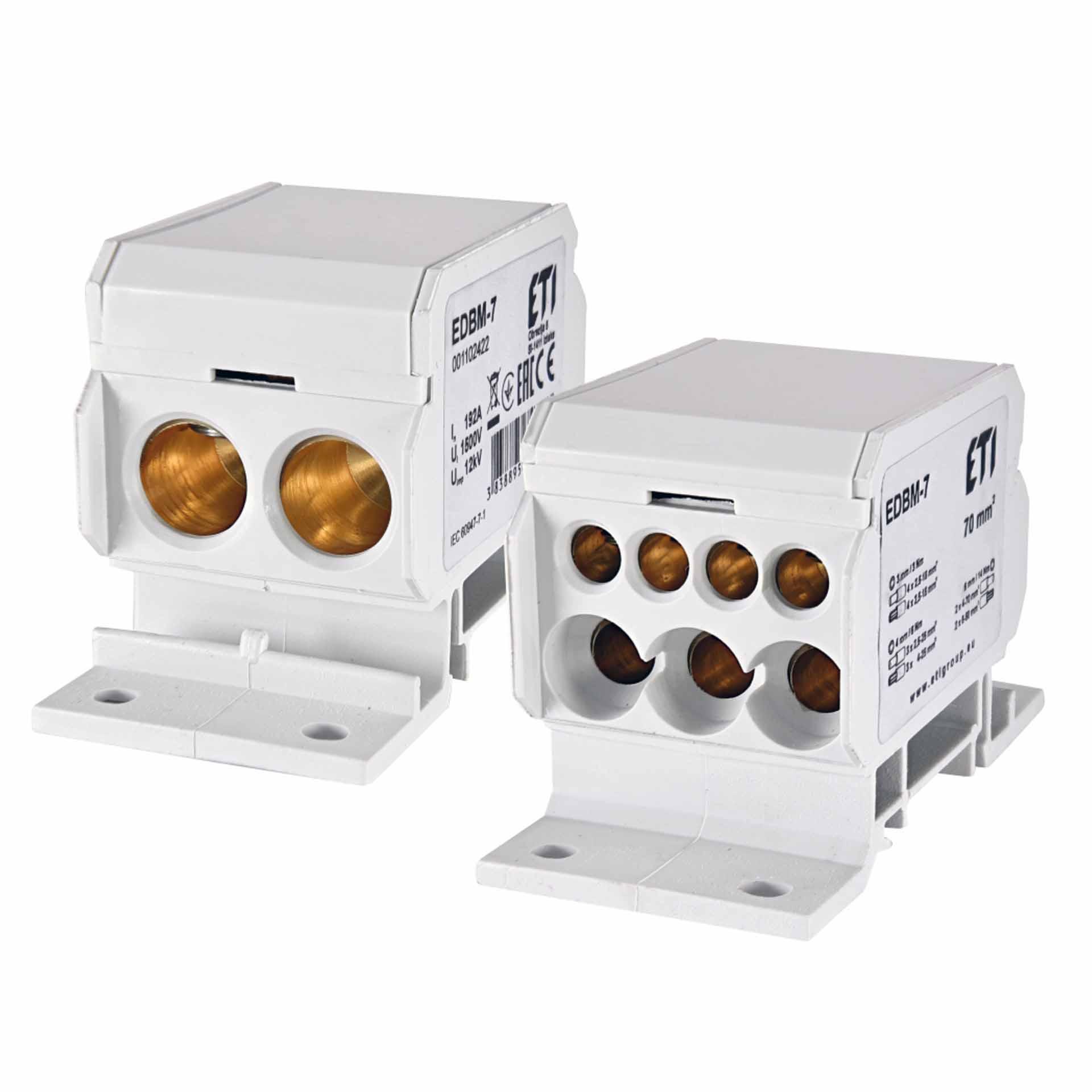 Terminal block, grey, 192A, 2 x 4-70 mm² + 3 x 2.5-25 mm² + 4 x 2.5-16 mm²