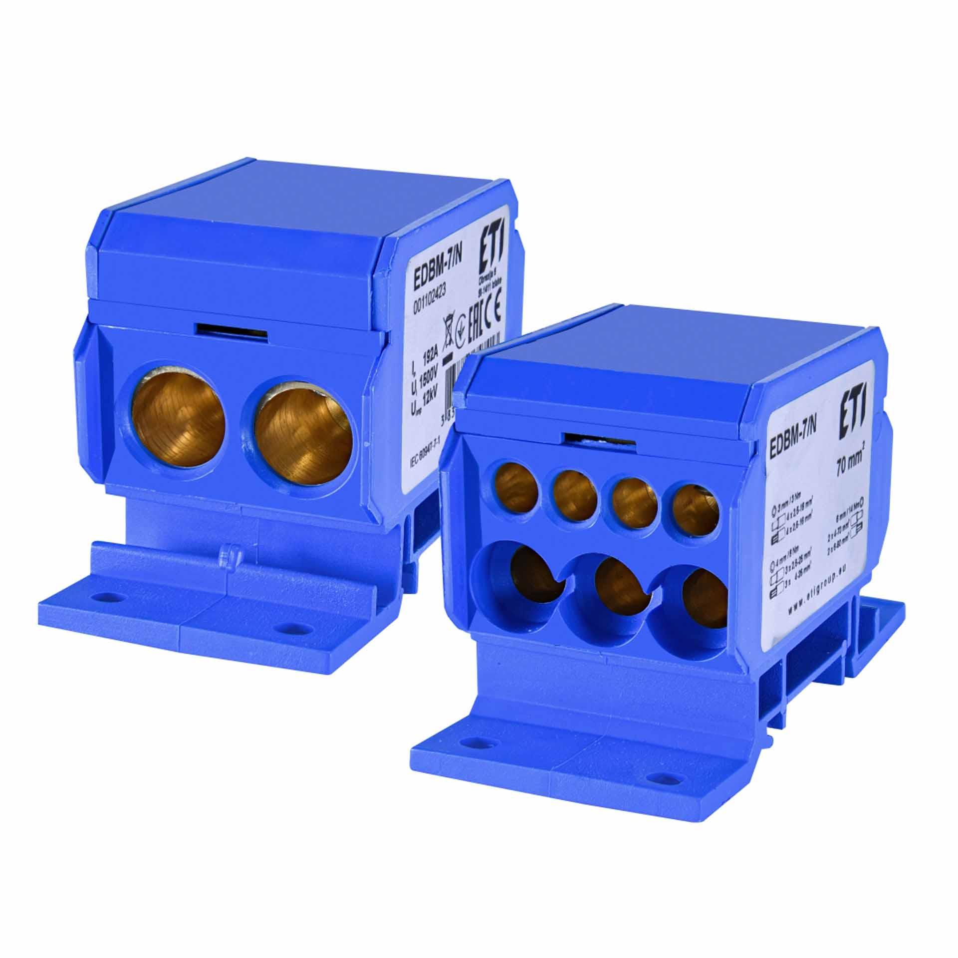 Terminal block, blue, 192A, 2 x 4-70 mm² + 3 x 2.5-25 mm² + 4 x 2.5-16 mm²