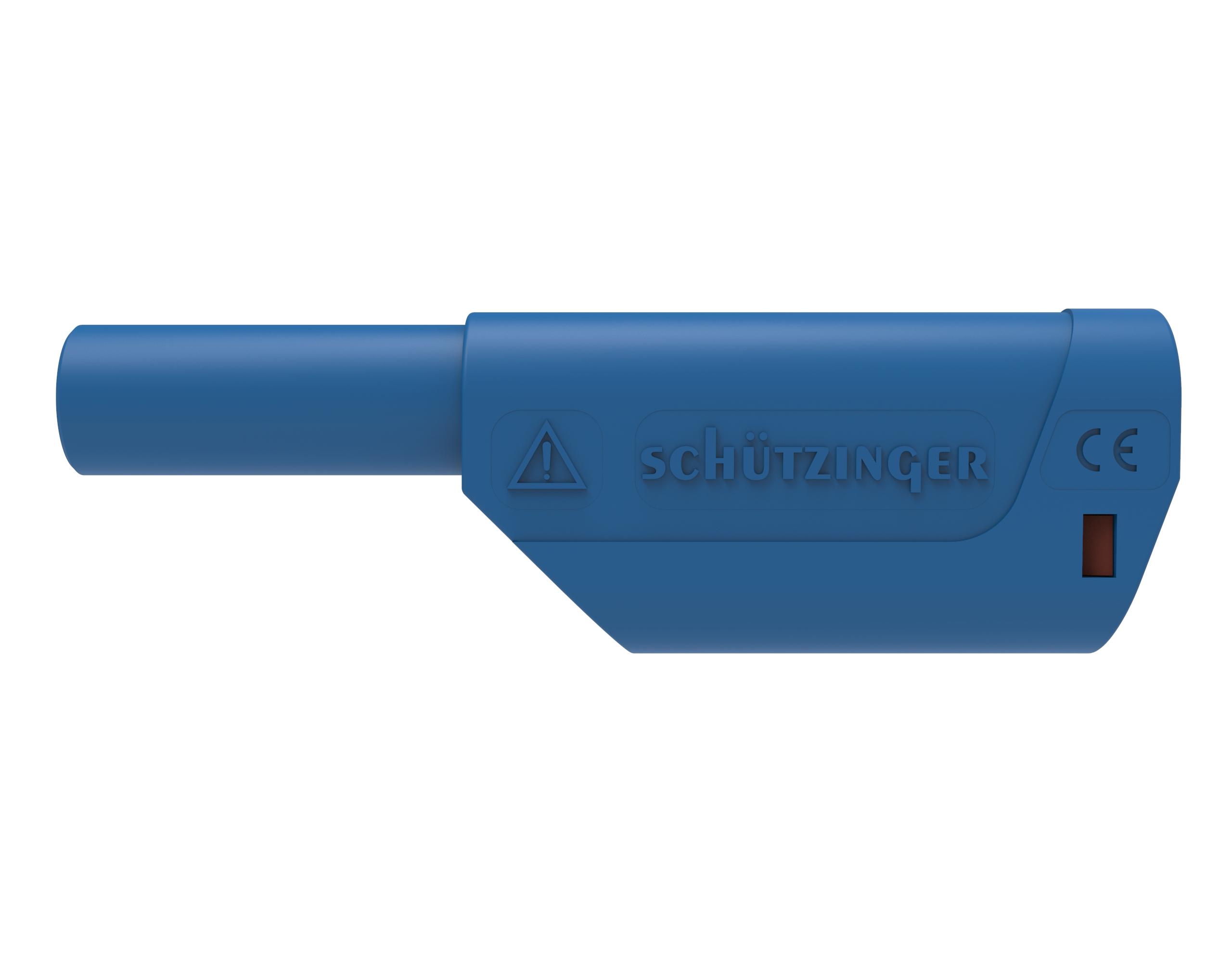 Safety spring cage plug ø 4mm, straight with axial plug-in socket, solder connection up to 2.5mm2, blue