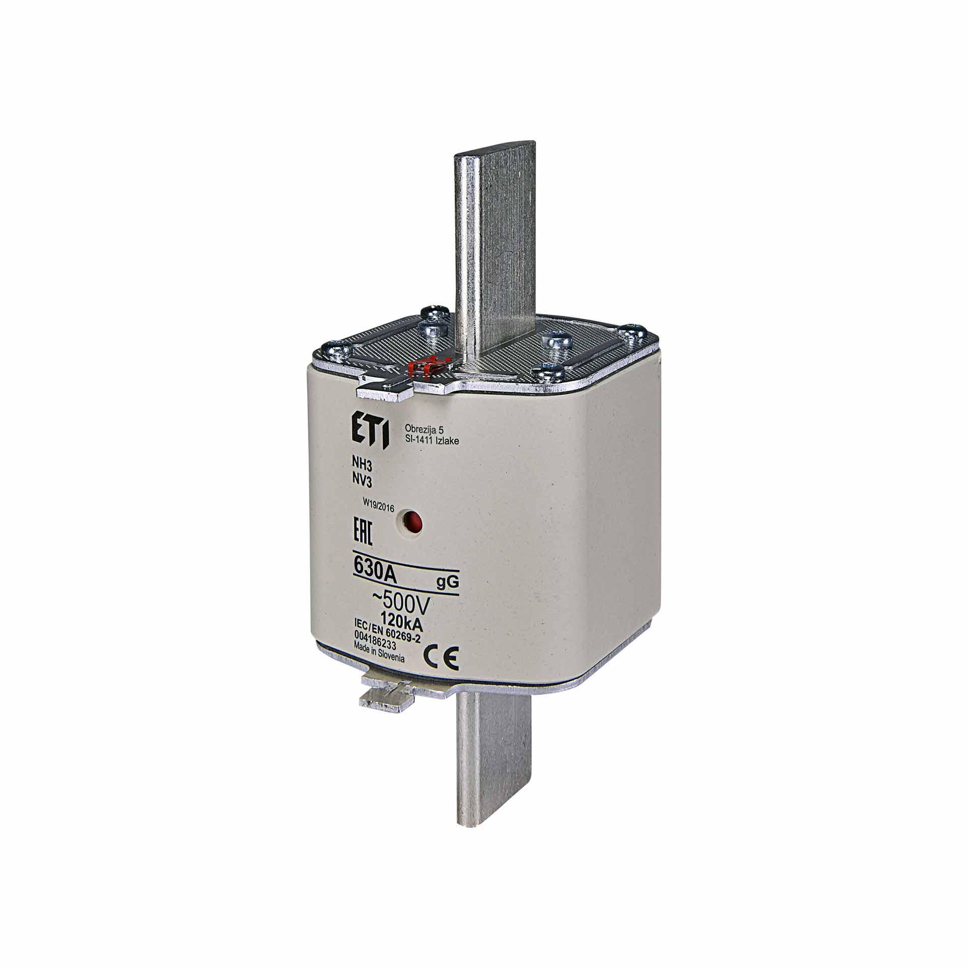 Fusibile NH taglia 3 630A, caratteristica gL-gG 500V