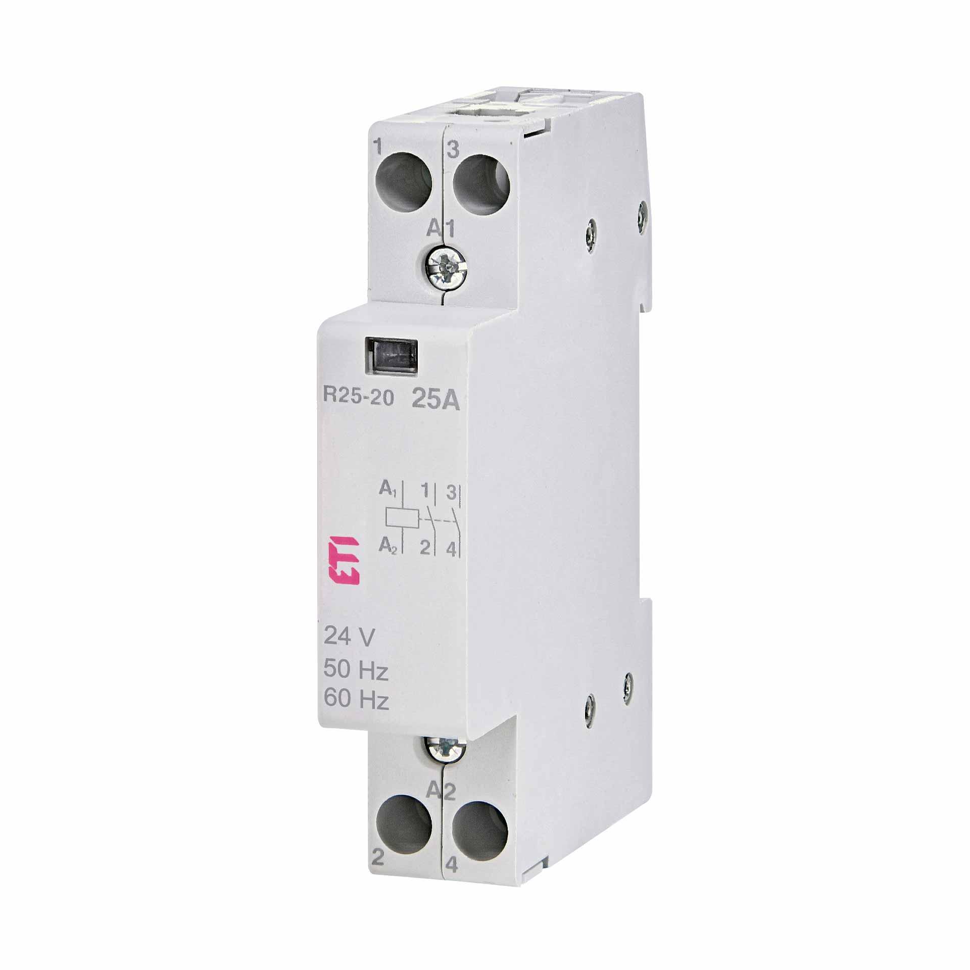 Contattore di installazione a 2 poli, 25A, (AC1, 400V), R25-20 24V AC Contattore di installazione a 2 poli, 25A, (AC1, 400V), R25-20 24V AC