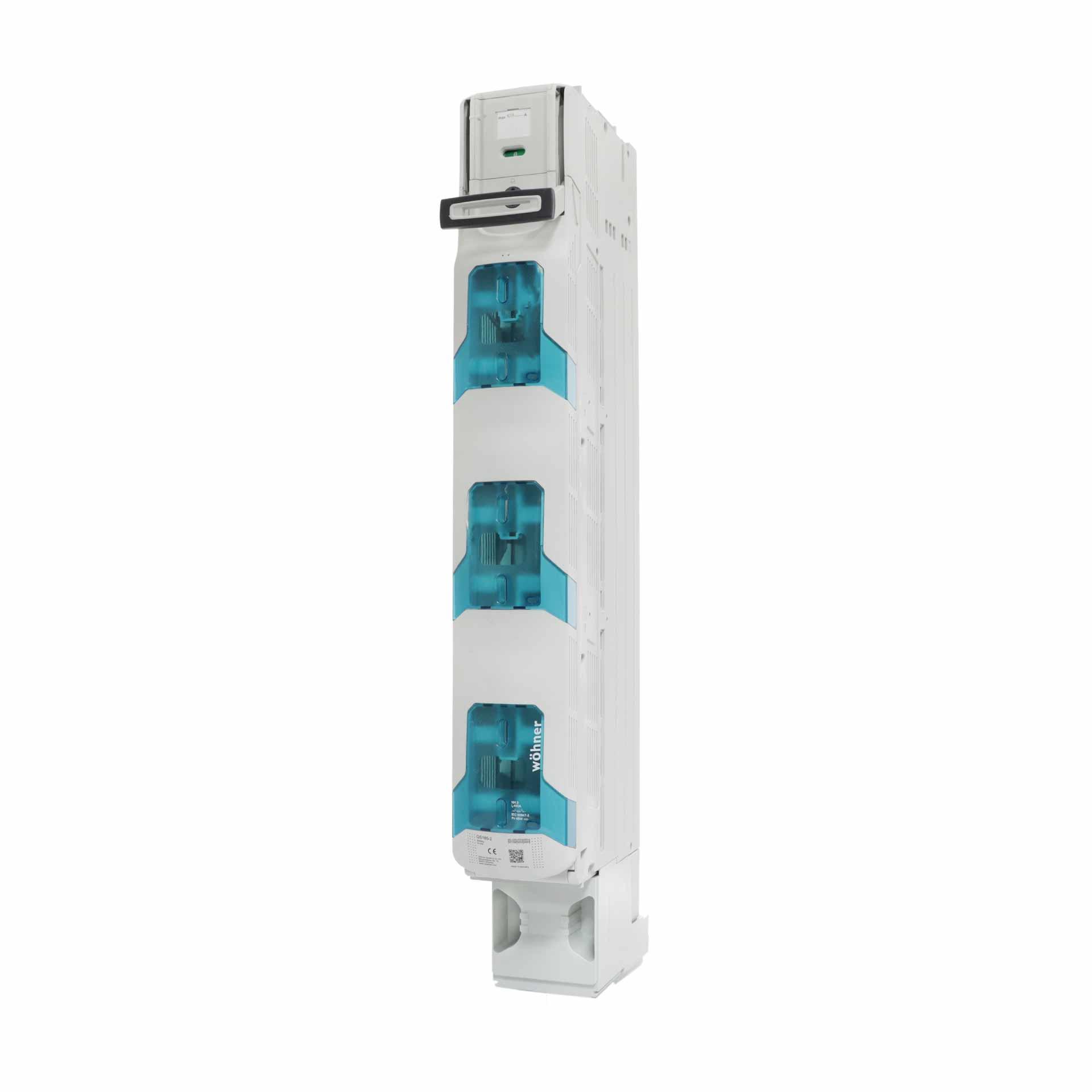 Réglette sectionneur de fusible QS NH Taille 1, 185mm, Départ en bas-M12, commutation indépendante Réglette sectionneur de fusible QS NH Taille 1, 185mm, Départ en bas-M12, commutation indépendante