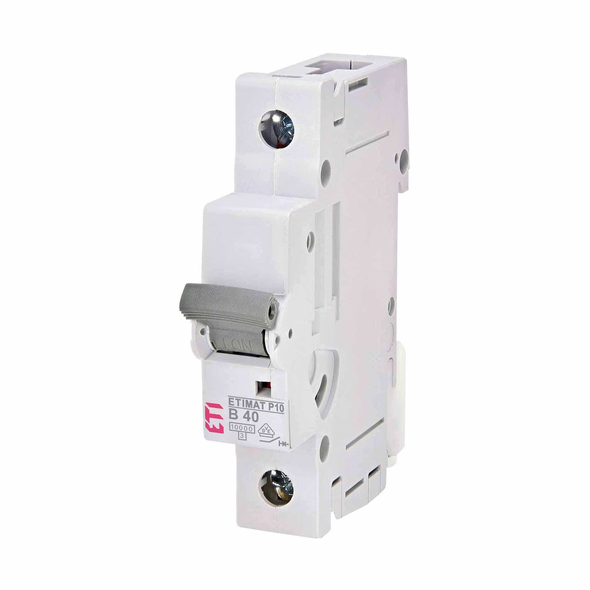 Disjoncteur, ETIMAT P10, 1 pôle, caractéristique B / 40A, 10kA Disjoncteur, ETIMAT P10, 1 pôle, caractéristique B / 40A, 10kA