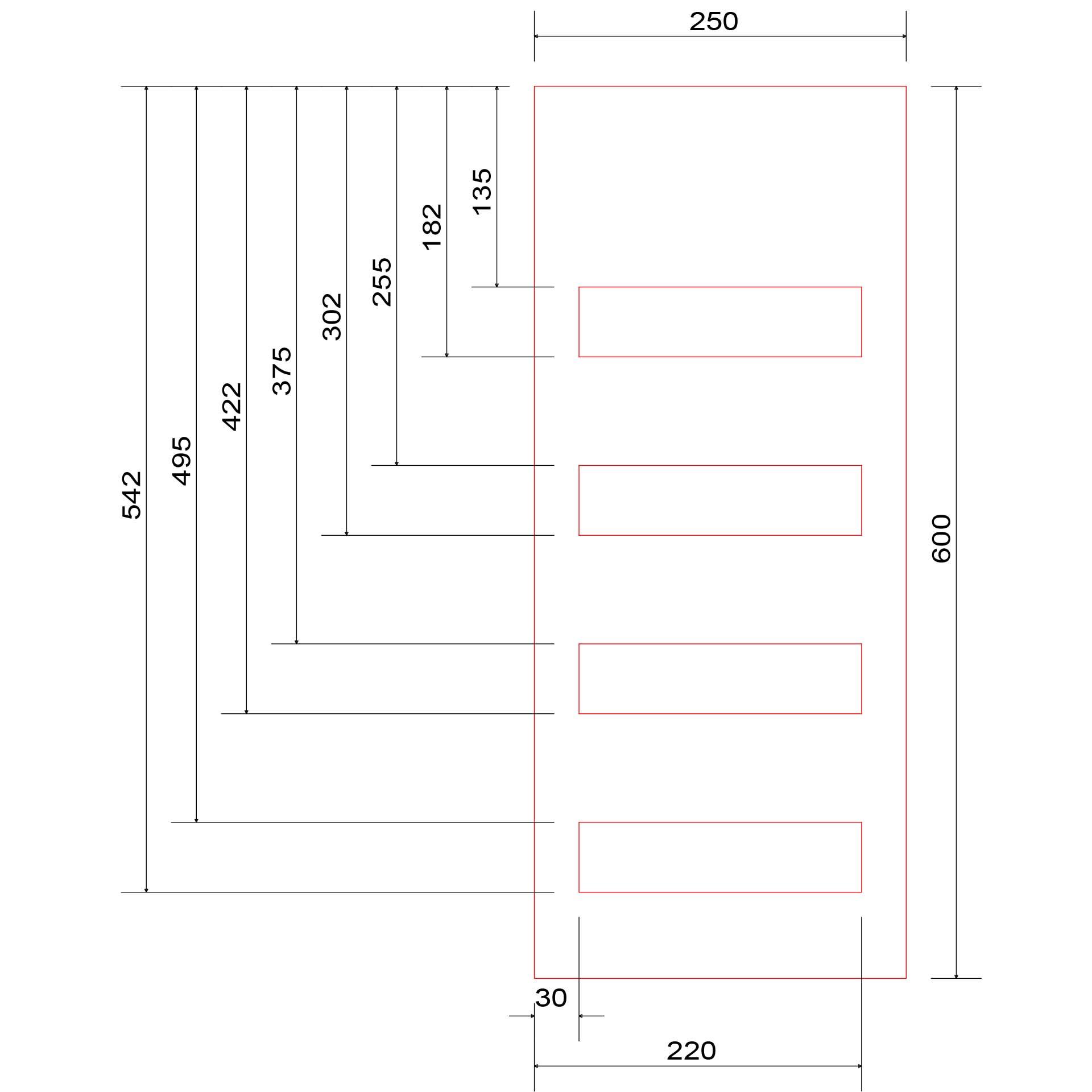 Abdeckplatte mit Ausschnitt 250x600x4mm