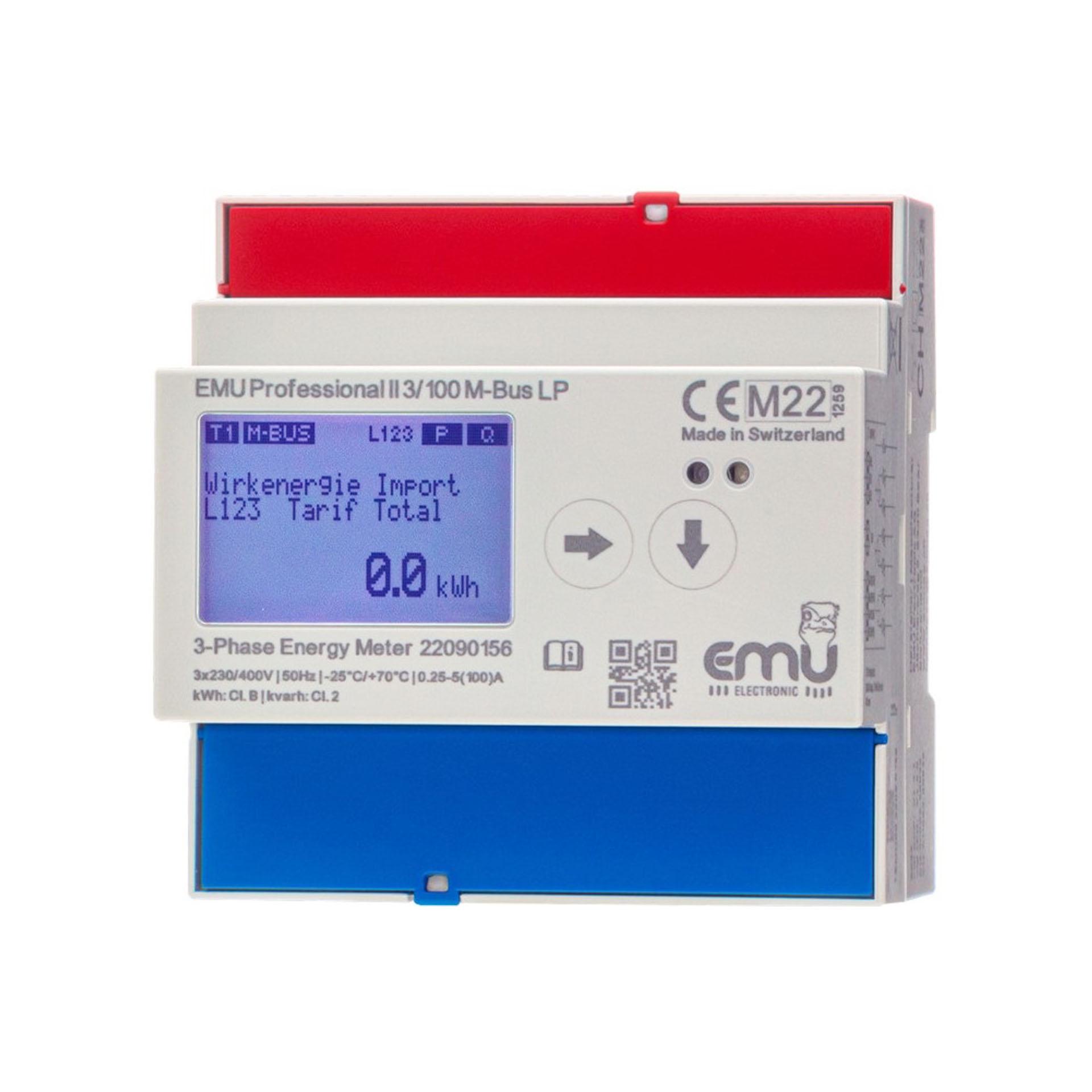 Contatore di energia EMU Professional II 3/100, M-Bus LP, approvazione MID B+D e PTB-A 50.7, 100A, 3PN