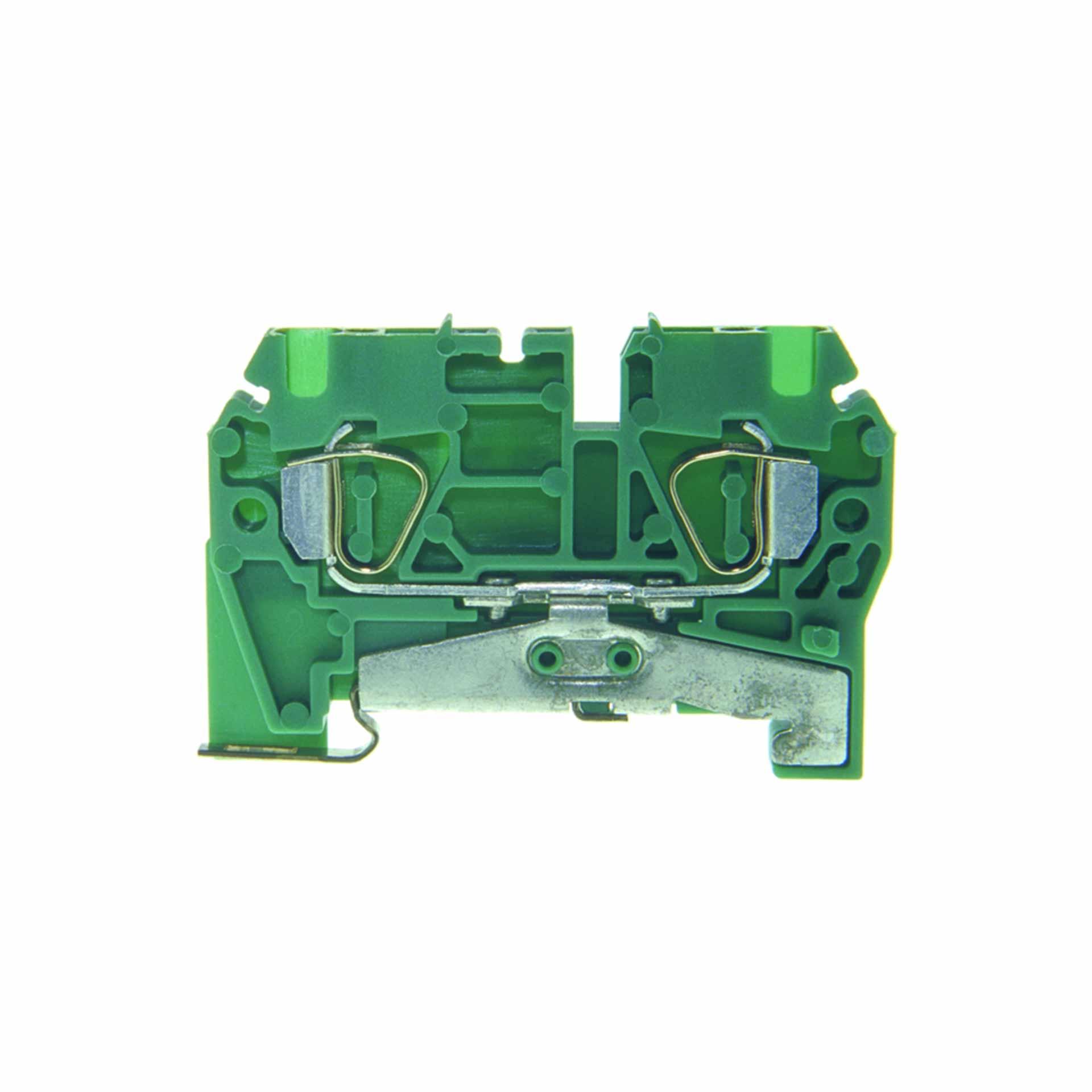 Borne à ressort PE DIN35 2.5mm2, 2-conducteurs, verte Borne à ressort PE DIN35 2.5mm2, 2-conducteurs, verte