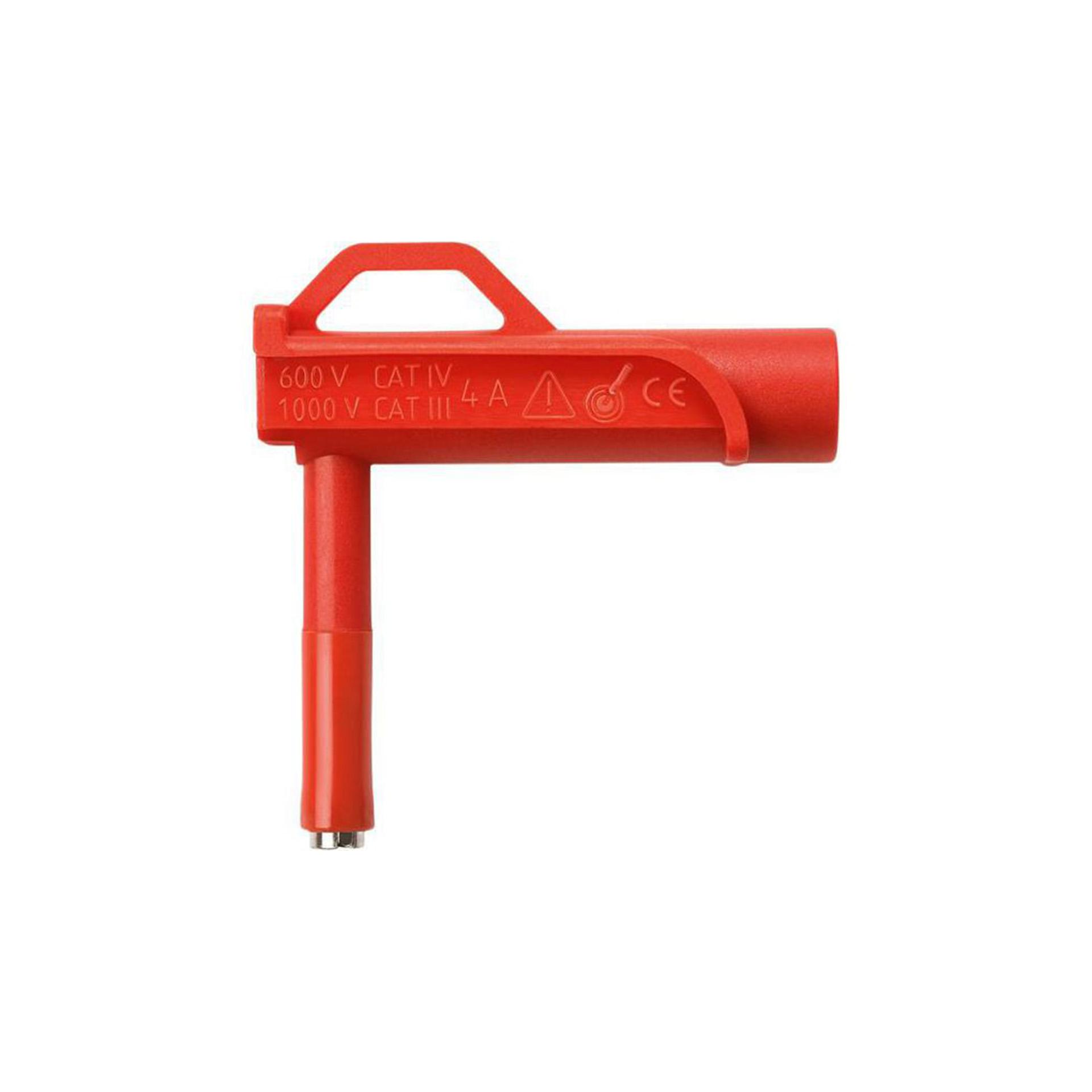 Magnetic adapter with safety socket for contacting screw heads, socket ø 4mm, red Magnetic adapter with safety socket for contacting screw heads, socket ø 4mm, red
