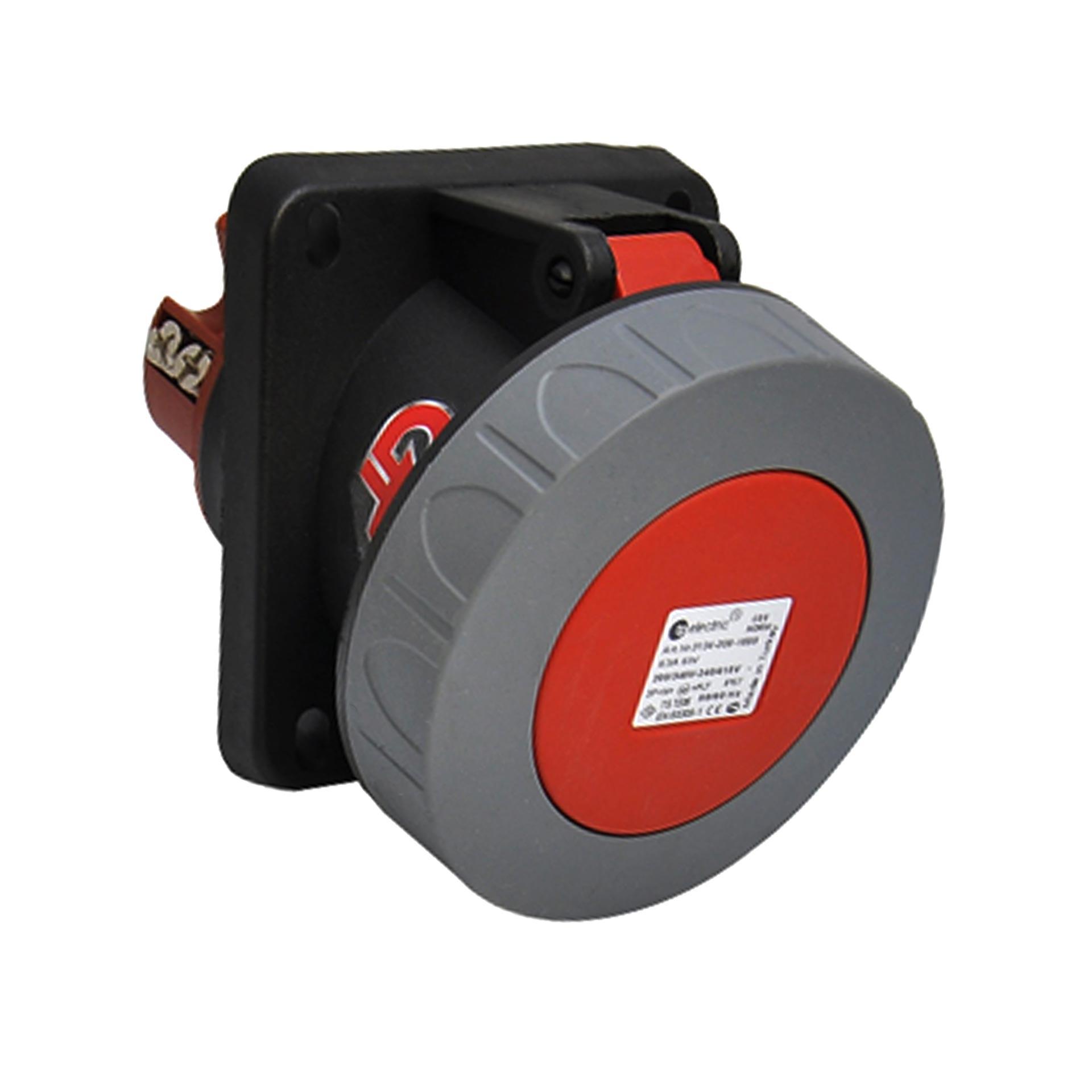 Presa CEE 63A 5P 6h, 3PNE 400V, design angolare, contatti nichelati, terminale a vite