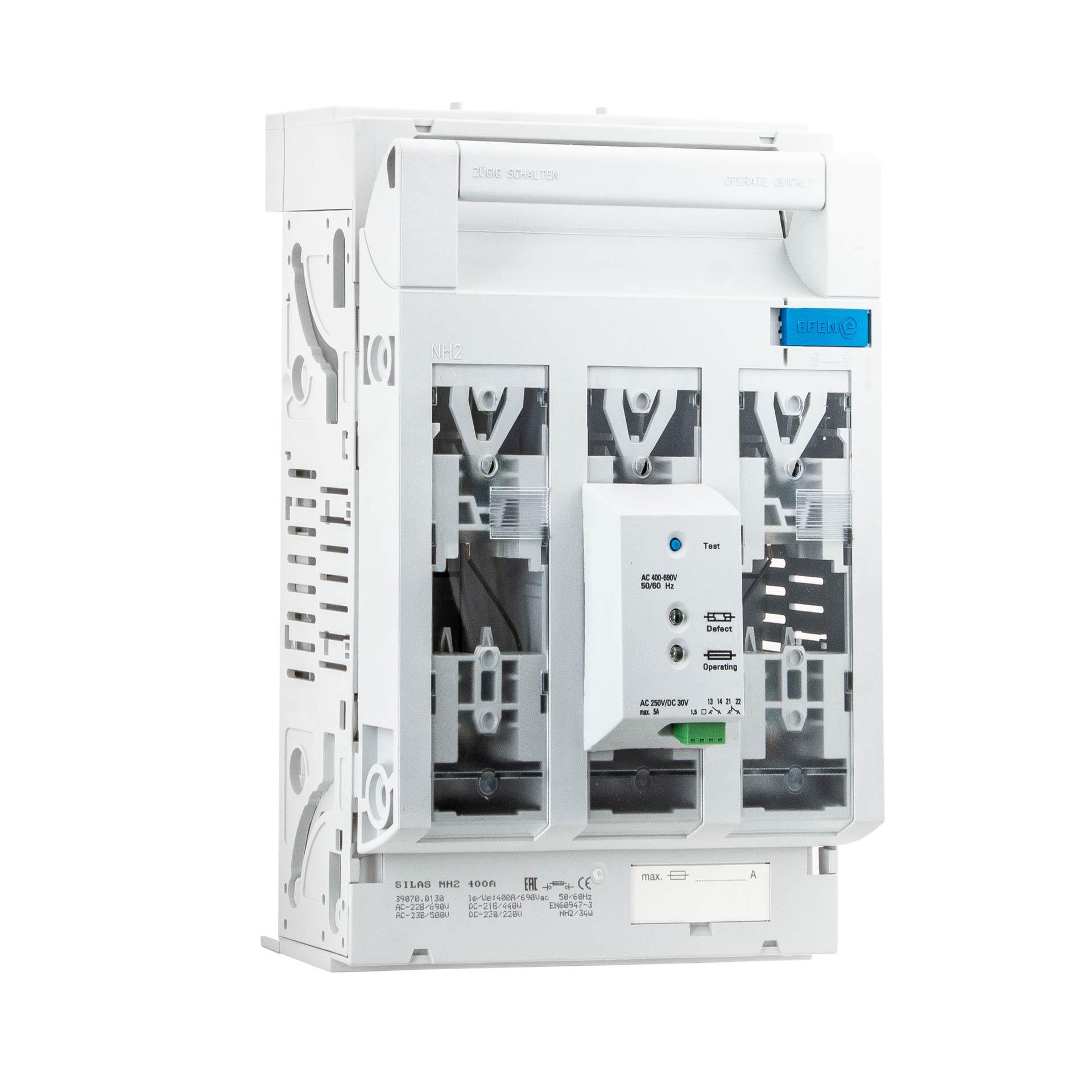 Sezionatore con fusibile Silas NH misura 2, 3P, 60mm, M10, max. 400A, U2, ESÜ