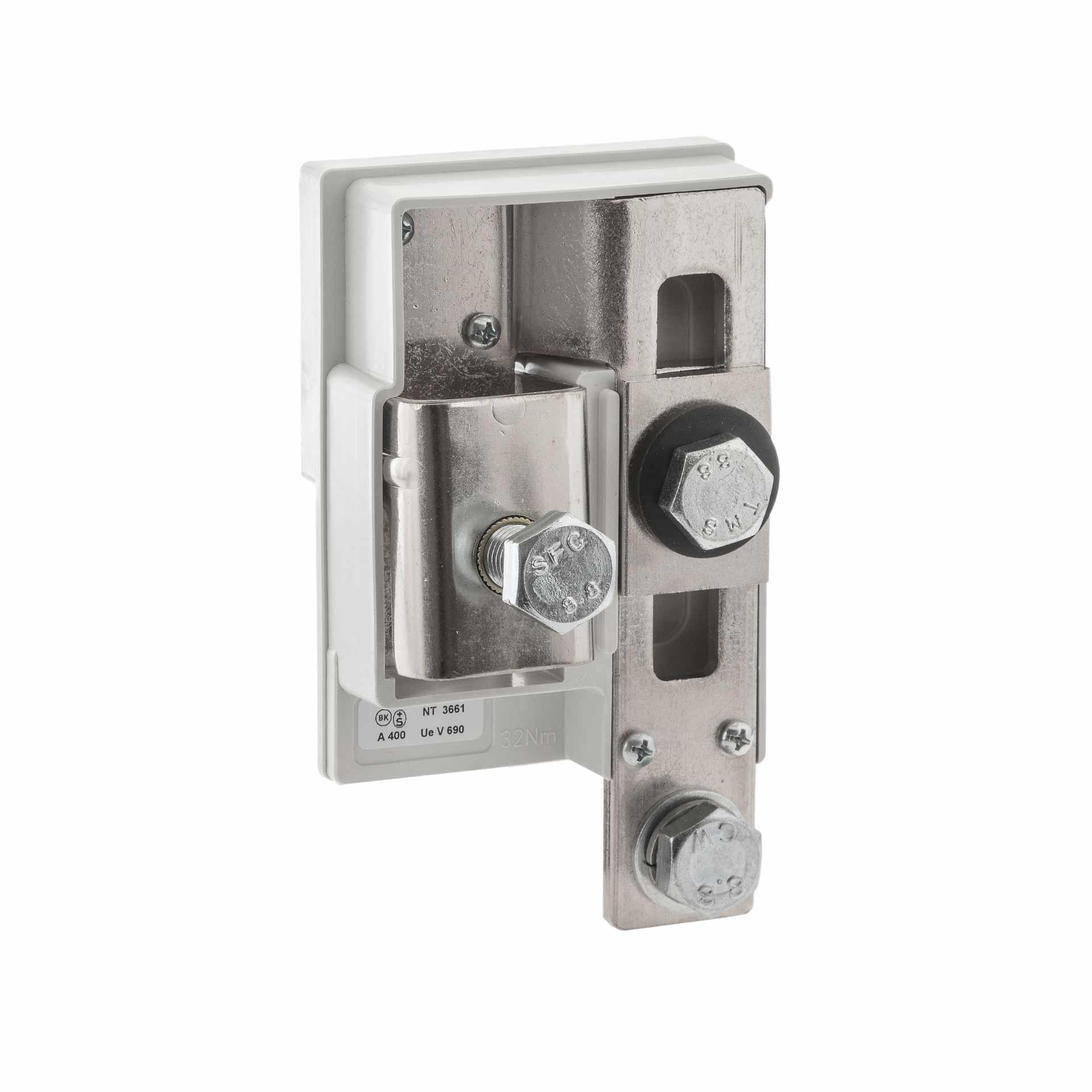 Isolatore del conduttore di neutro 250-400A, montaggio su rame piatto da 5 a max. 10mm Isolatore del conduttore di neutro 250-400A, montaggio su rame piatto da 5 a max. 10mm