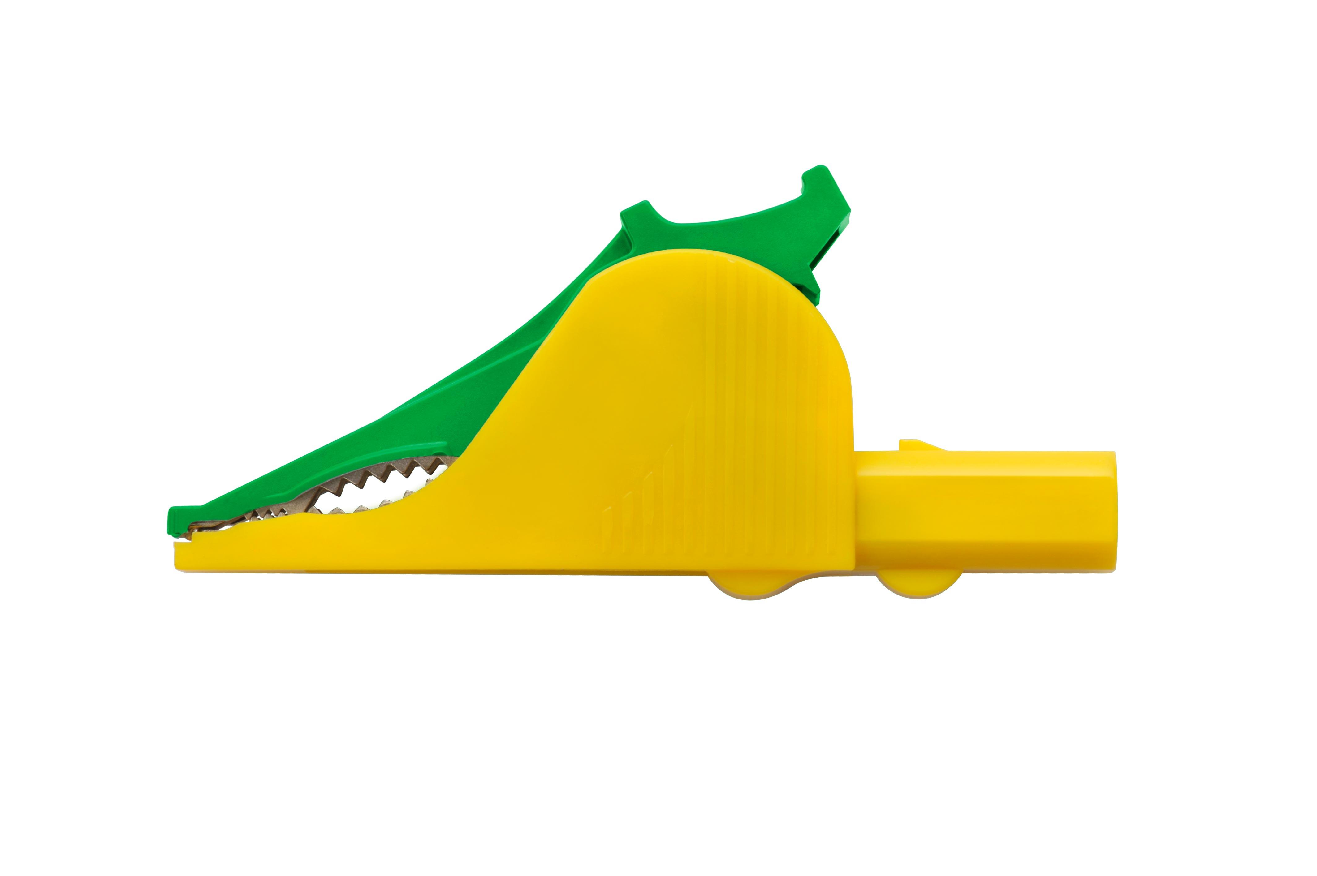 Morsetto di sicurezza a innesto ø 4 mm, verde-giallo Morsetto di sicurezza a innesto ø 4 mm, verde-giallo
